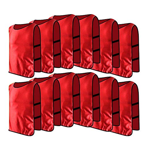 12 Pack Breathable Scrimmage Vests for Adults - Reversible Football Training Bibs for Soccer, Basketball & Volleyball Practice - Lightweight Mesh Pinnies for Team Sports & Outdoor Drills