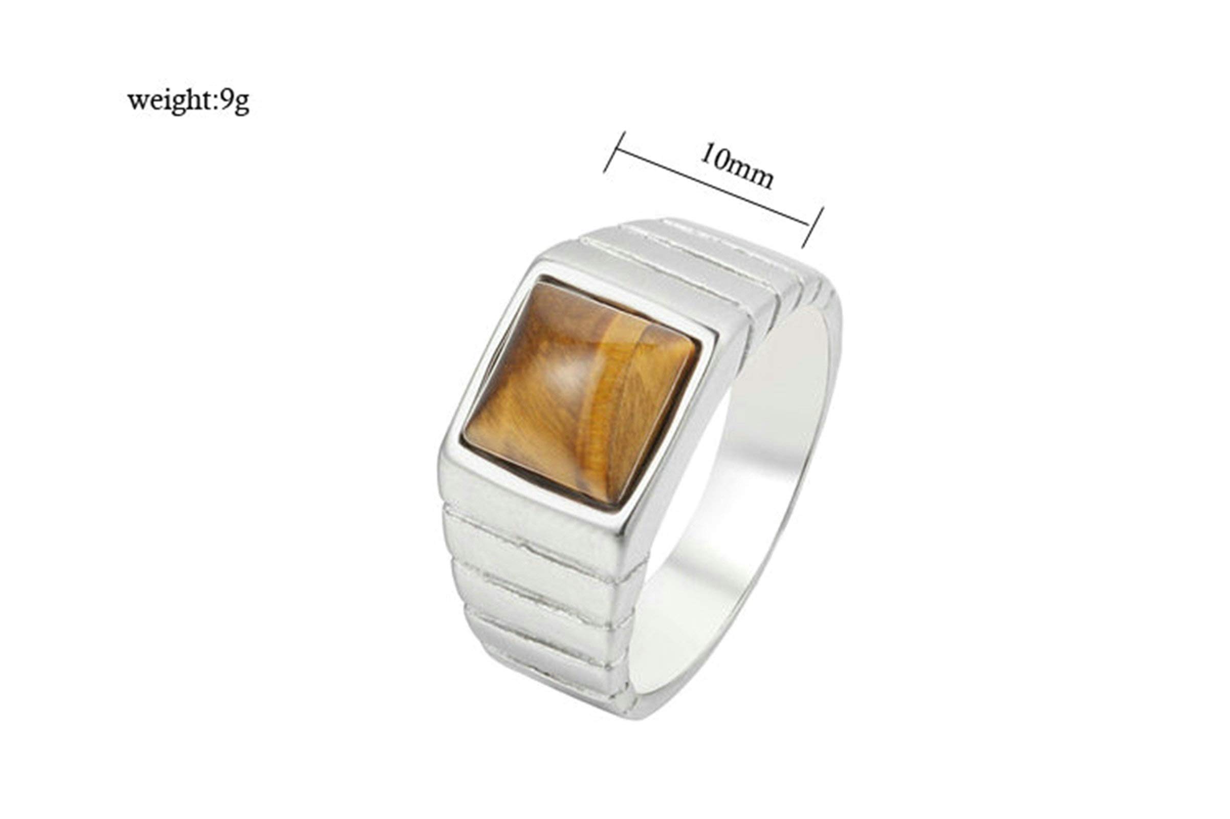 Daesar Men's Signet Ring - Stainless Steel Vintage Style with Brown Opal Stone, 10mm Width - Perfect for Weddings, Gifts & Formal Occasions