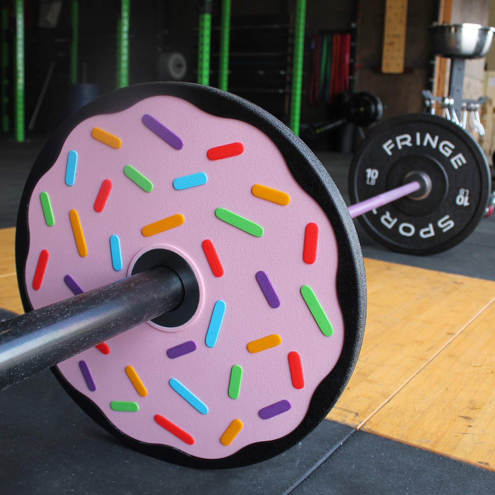 Fringe Sport Donut Weight Plates - Pair of Bumper Plates with Hard Chrome Plating & Stainless Steel Insert | Durable Polyurethane Low-Bounce Barbell Weights for CrossFit, Powerlifting & Home Gym Workouts