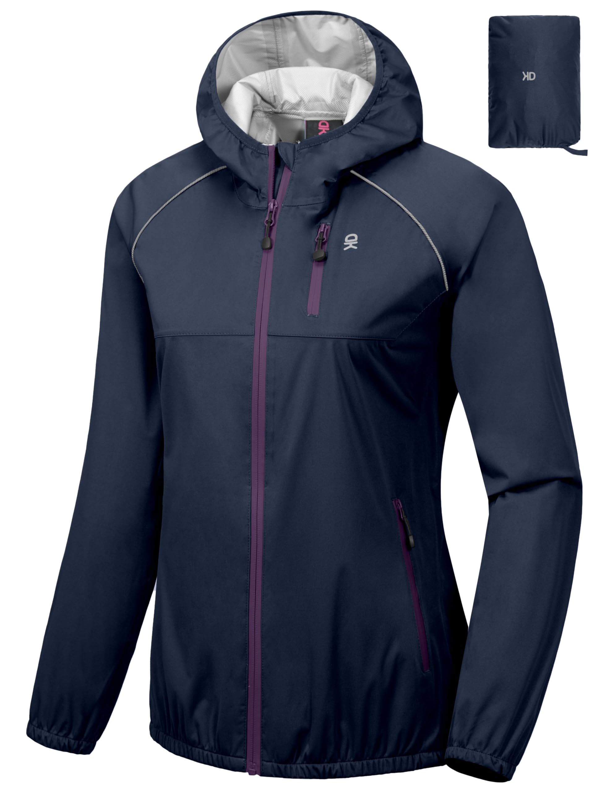 Little Donkey Andy Women's Lightweight Waterproof Cycling Jacket with Hood - Windproof, Stretchable & Packable Raincoat for Outdoor Biking, Hiking & Commuting