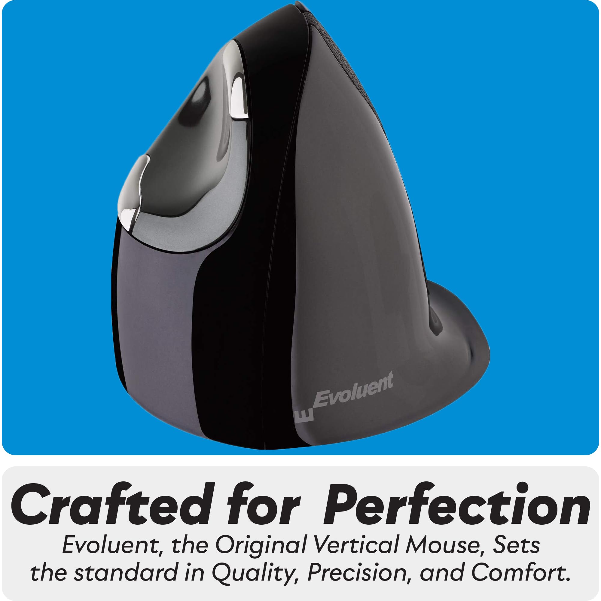 Evoluent VerticalMouse D - Ergonomic Wireless Mouse for Right Hand (Medium Size) - Perfect for Office Work, Gaming & Reducing Wrist Pain
