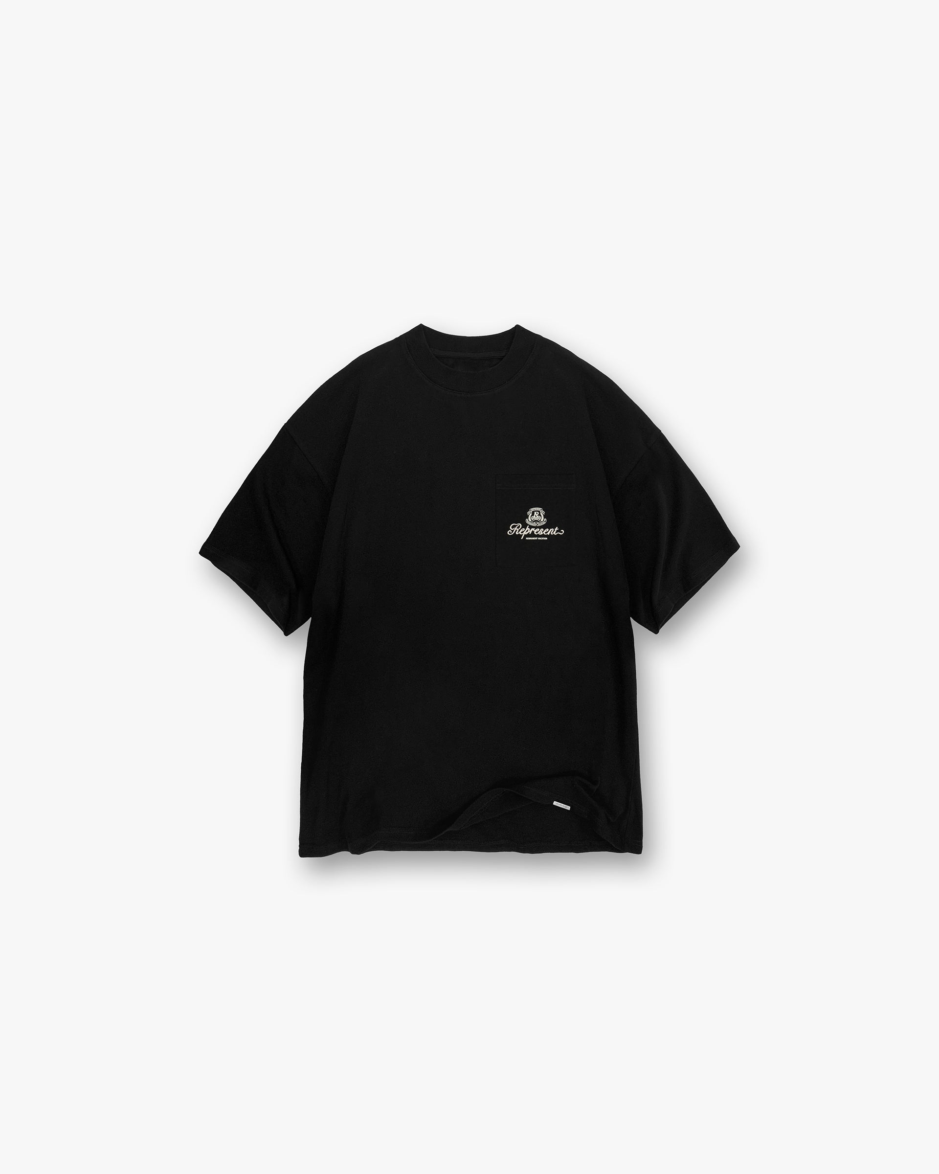 Permanent Vacation Pocket T-Shirt for Men & Women - Soft Cotton Jet Black Tee - Casual Wear for Travel, Outings & Everyday Comfort