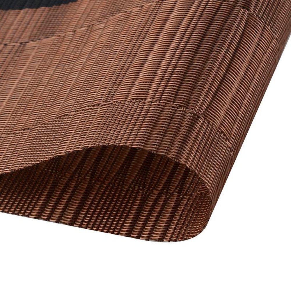 Premium PVC Woven Vinyl Placemats Set of 6 - Heat-Resistant, Non-Slip Table Mats for Dining, Kitchen & Outdoor Use (Brown & Black) - Perfect for Everyday Meals, Dinner Parties & Picnics