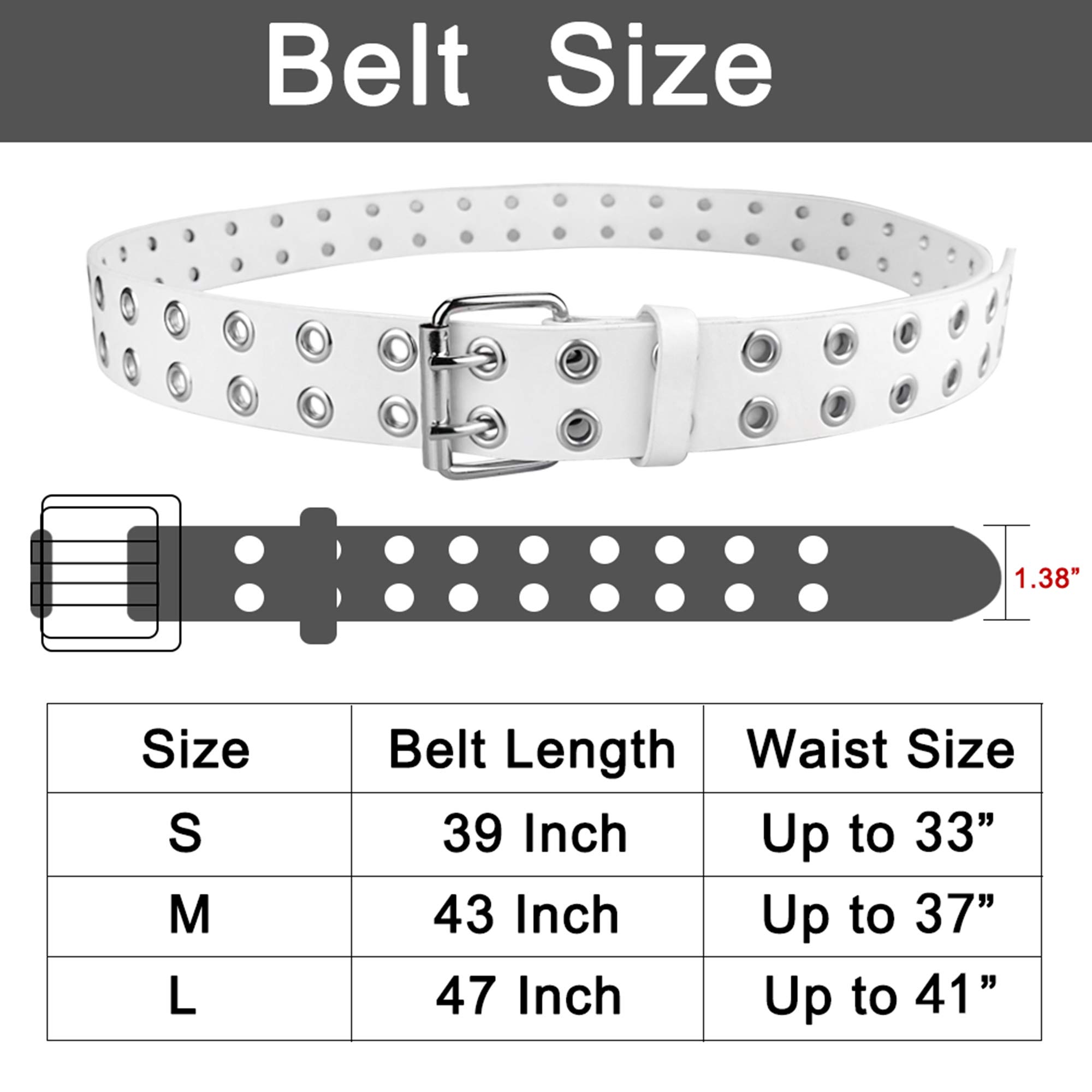 Stylish Grommet Leather Belts for Women & Men - Adjustable Black Belt with Double Hole Design | Perfect for Casual Wear, Office Outfits & Jeans