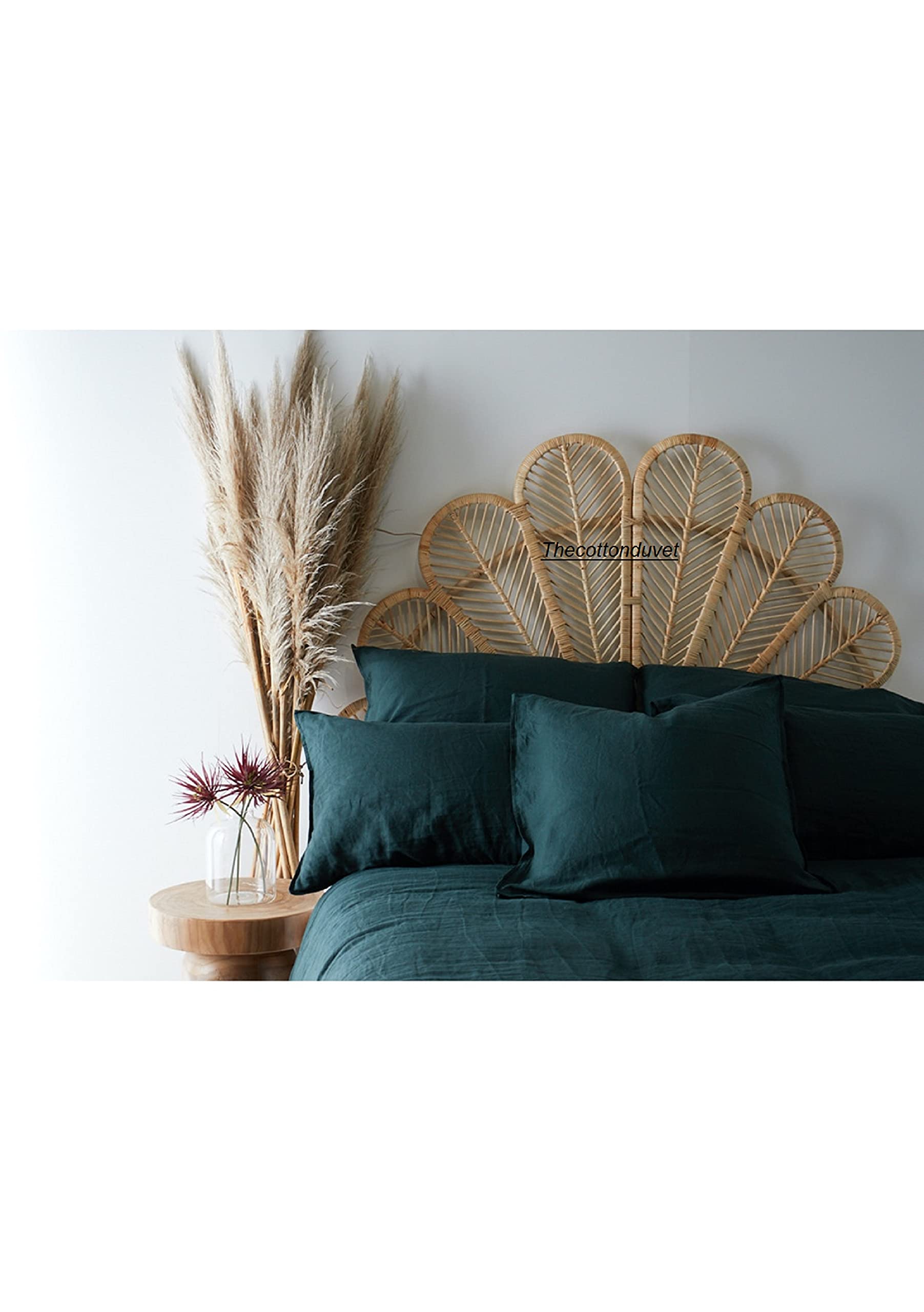 Emerald Green Washed Cotton Duvet Cover Set - King/California King Size - Soft & Breathable Boho Bedding for Cozy Sleep - Perfect for Master Bedrooms, Guest Rooms & Bohemian Home Decor