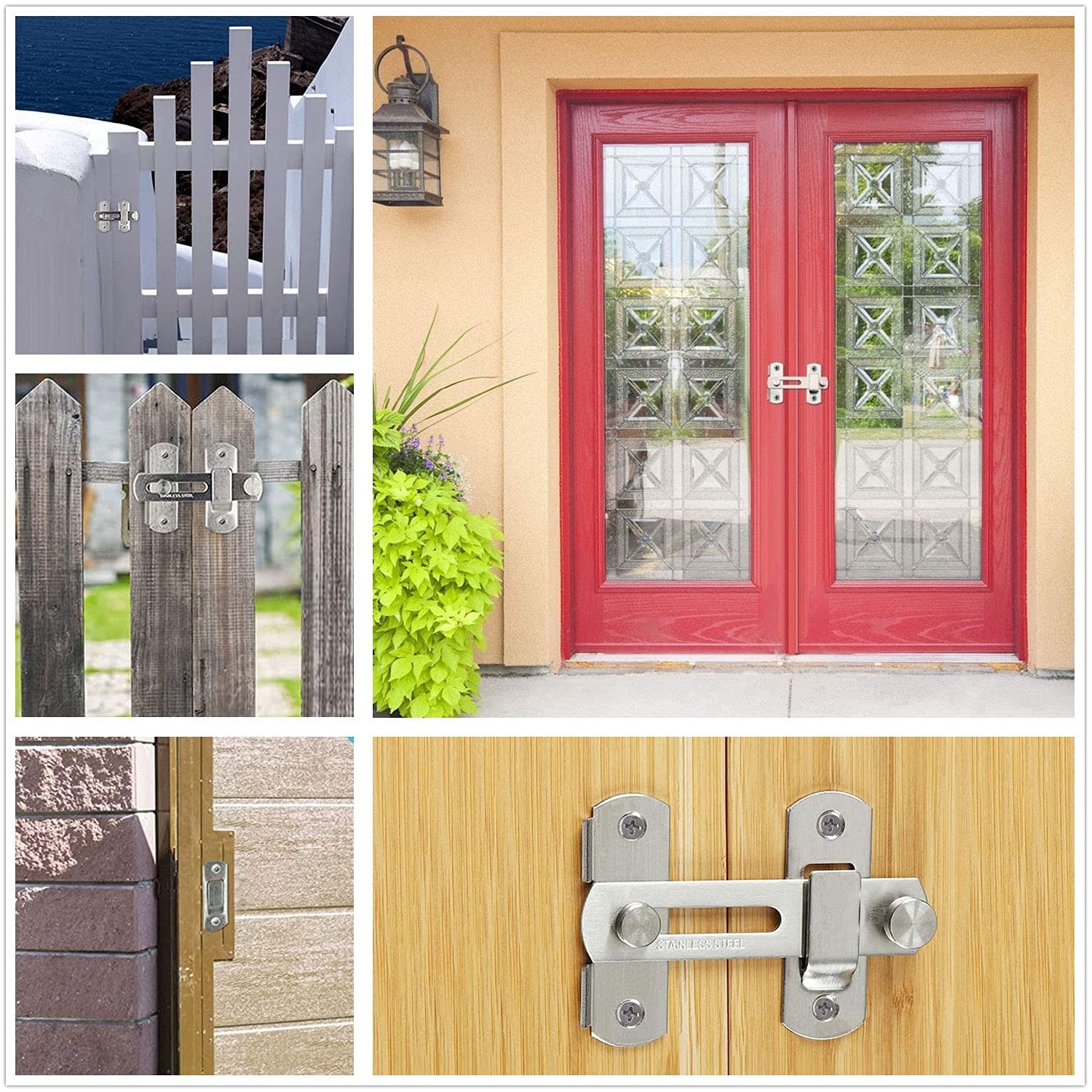 3 Inch Flip French Door Latches Locks - Stainless Steel Brushed Finish, Heavy Duty Bifold Slide Gate Latch for Fences, Double Door Closet Lock, Barn & Shed Security | Perfect for Home, Garden, Garage & Outdoor Use