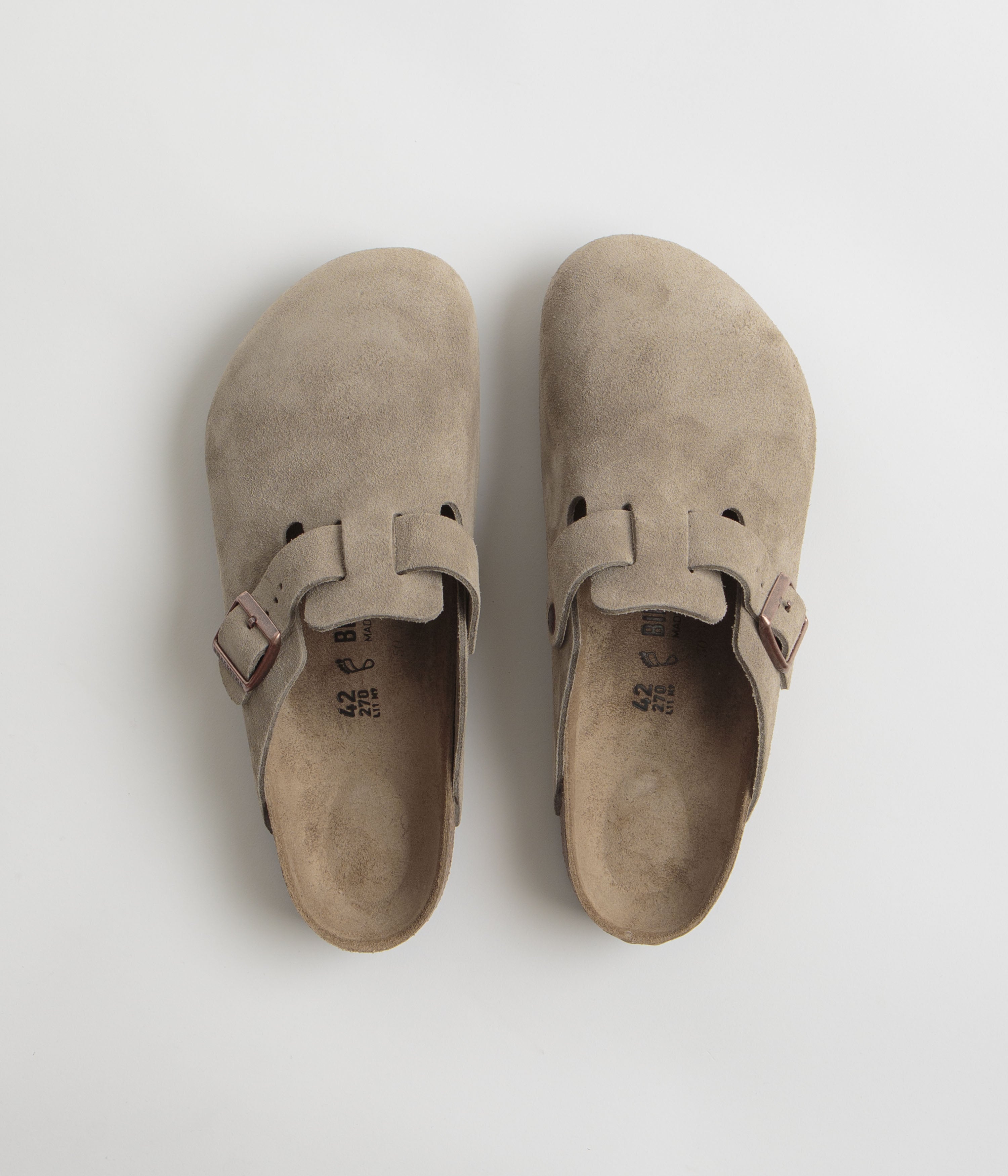 Birkenstock Boston Soft Footbed Sandals for Men & Women - Comfortable Taupe Suede Leather Clogs | Perfect for Casual Wear, Home, and Outdoor Activities