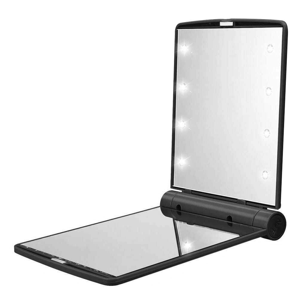 LED Compact Mirror with 8 Lights - Portable Folding Makeup Mirror for Women, Travel Vanity Mirror with Adjustable Brightness, Perfect Gift for Her - Ideal for Home, Travel, Purse & Makeup Touch-Ups