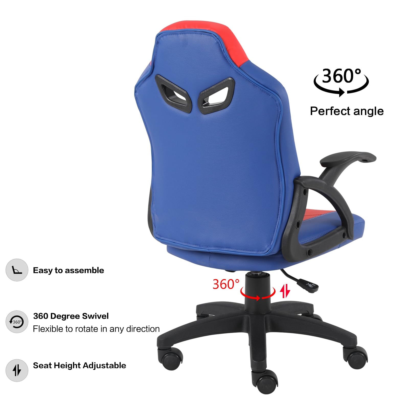 Modern-Depo Ergonomic Gaming Chair for Teens & Students - High Back Racing Style Computer Chair with Adjustable Height, Swivel Base & Lumbar Support - Perfect for Gaming, Studying & Office Work (Blue)