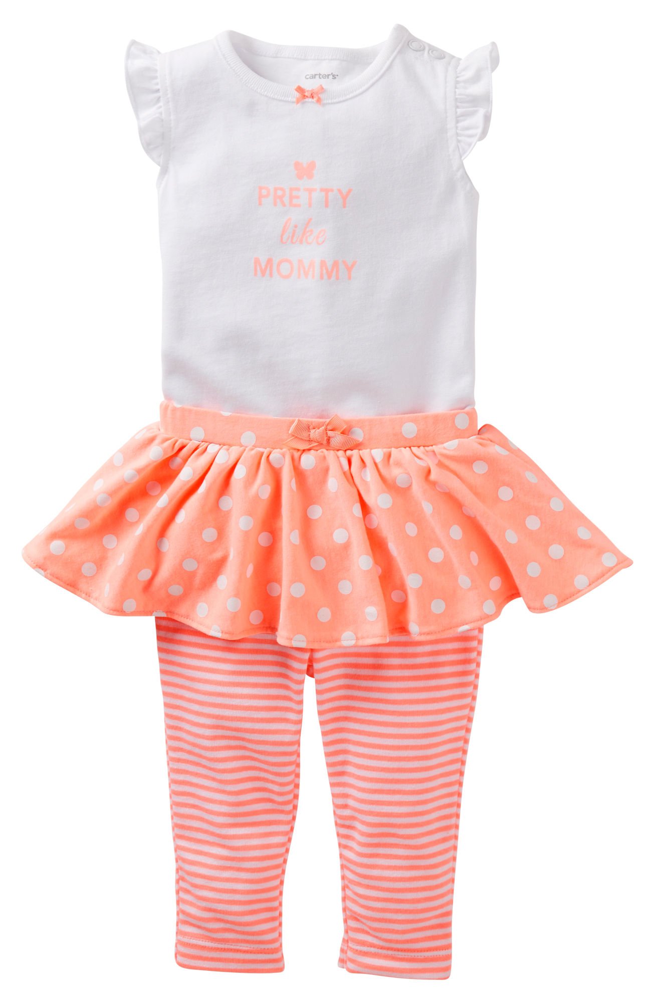 Carters Like Mommy Bodysuit & Tutu Legging Set - Newborn Baby Girl Outfit in Orange | Perfect for Photoshoots, Birthday Parties & Special Occasions