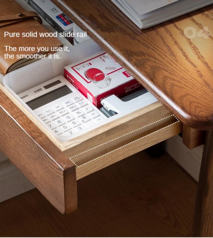 Solid Oak Wood Small Office Desk - Compact & Durable Home Office Furniture for Small Spaces, Remote Work & Study