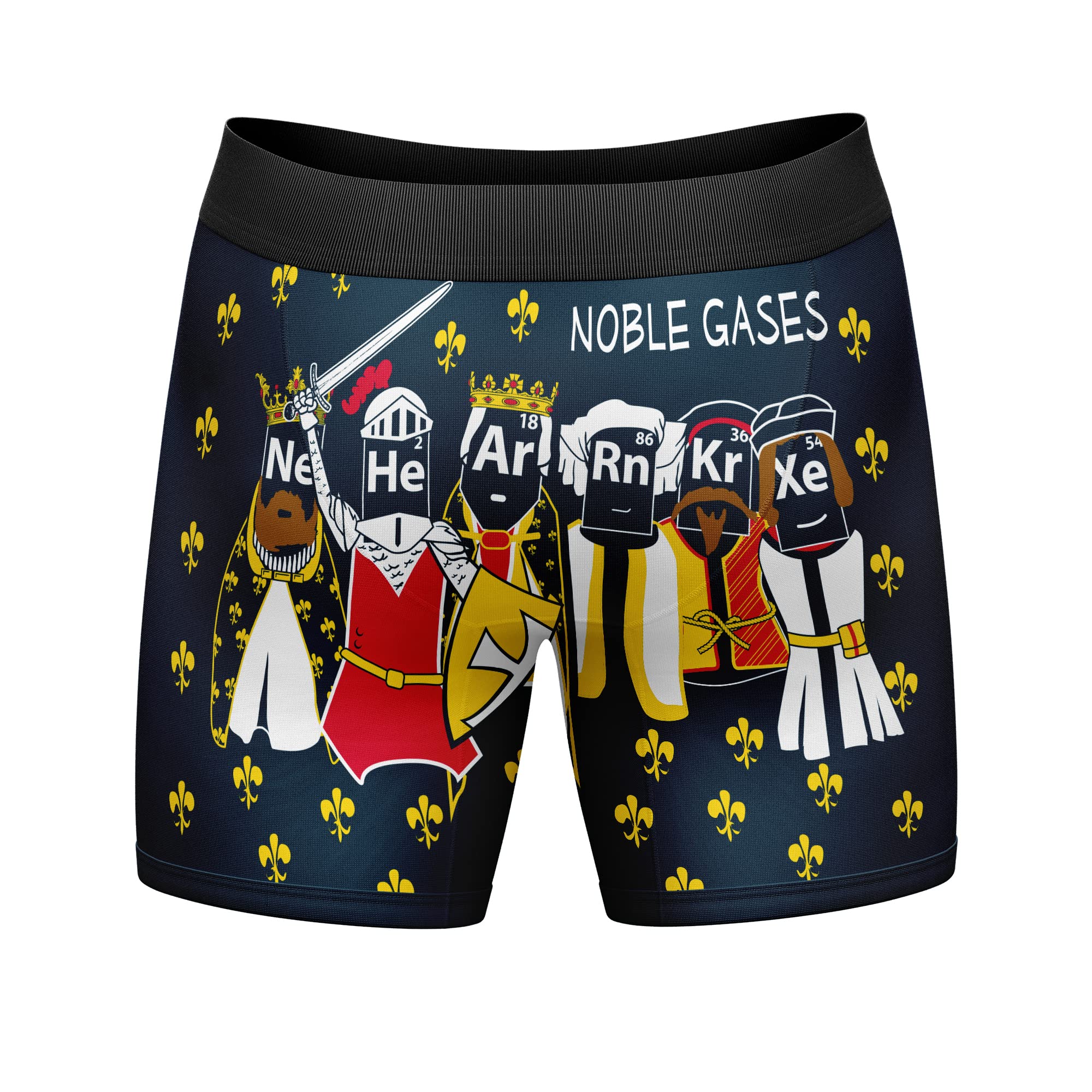 Funny Periodic Table Boxer Briefs for Men - Noble Gases Chemistry Teacher Gag Gift, Novelty Underwear for Science Lovers & Classroom Jokes