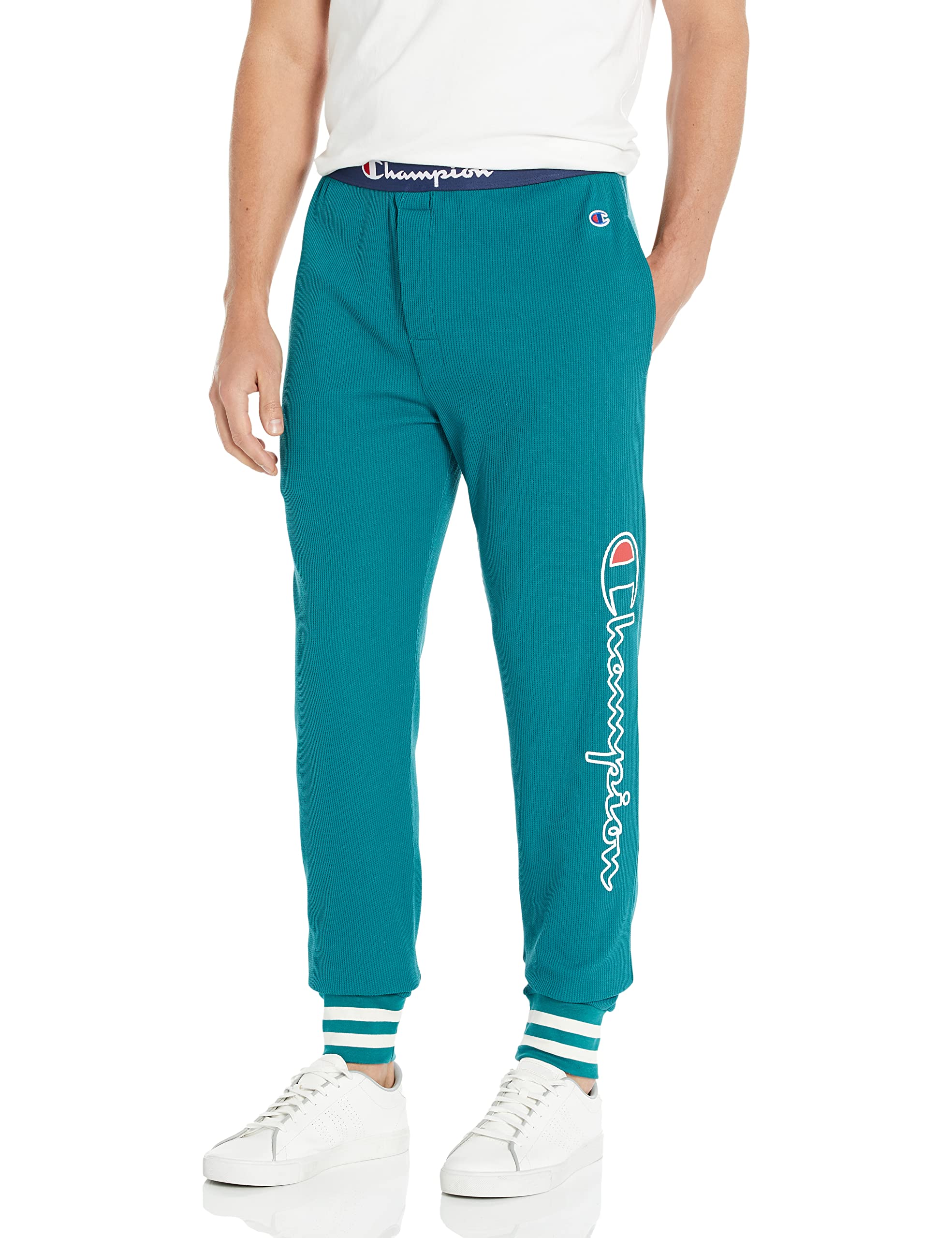 Champion Men's Waffle Rib Cuff Sleep Pants - Soft & Comfortable Lounge Pajama Bottoms for Relaxing at Home or Sleeping