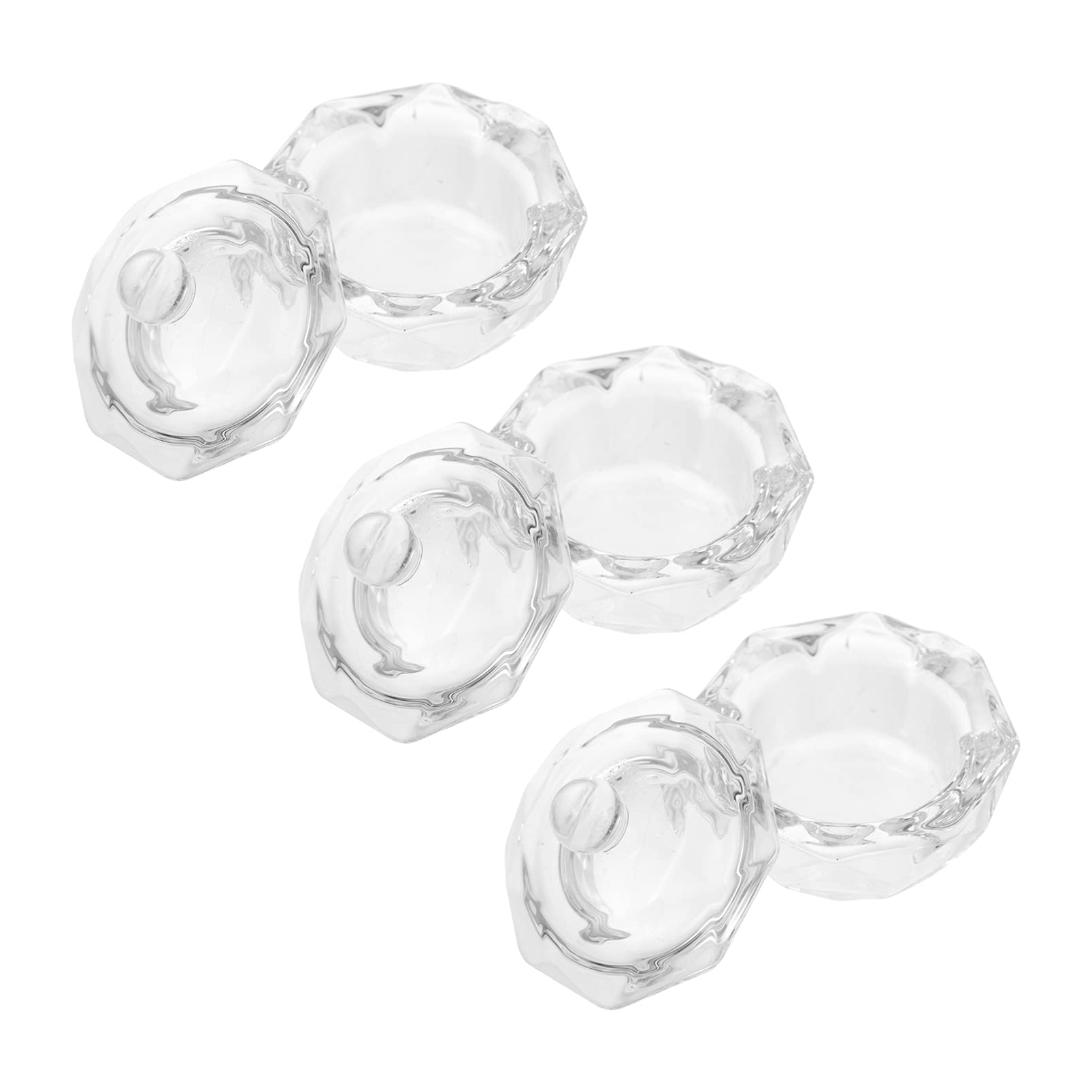 3PCS Nail Art Crystal Cup Set - Acrylic Powder Bowl & Liquid Dish for Manicure, Perfect for Nail Salon & DIY Nail Art at Home