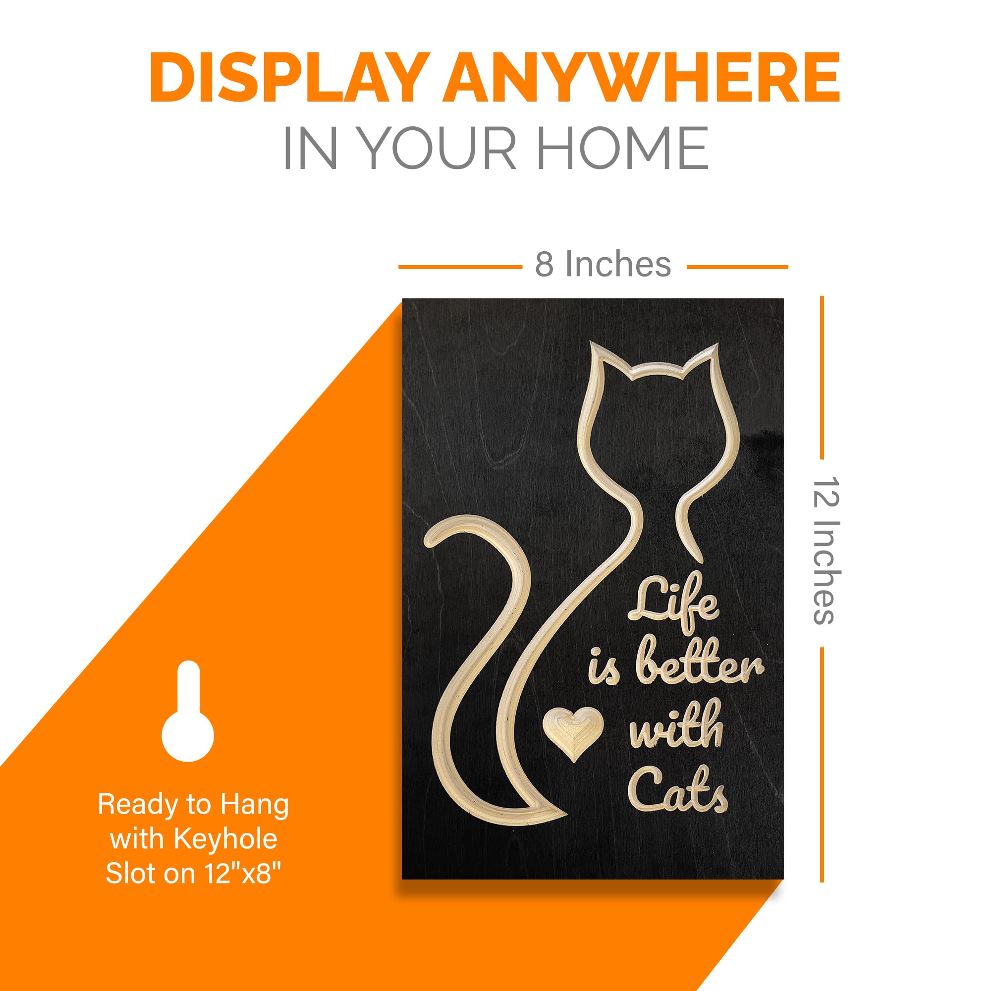 Funny Cat Bathroom Decor - Cute Wooden Wall Sign for Cat Lovers, 12x8 Inch Home & Office Wall Art - Perfect Gift for Pet Owners & Cat-Themed Room Decor