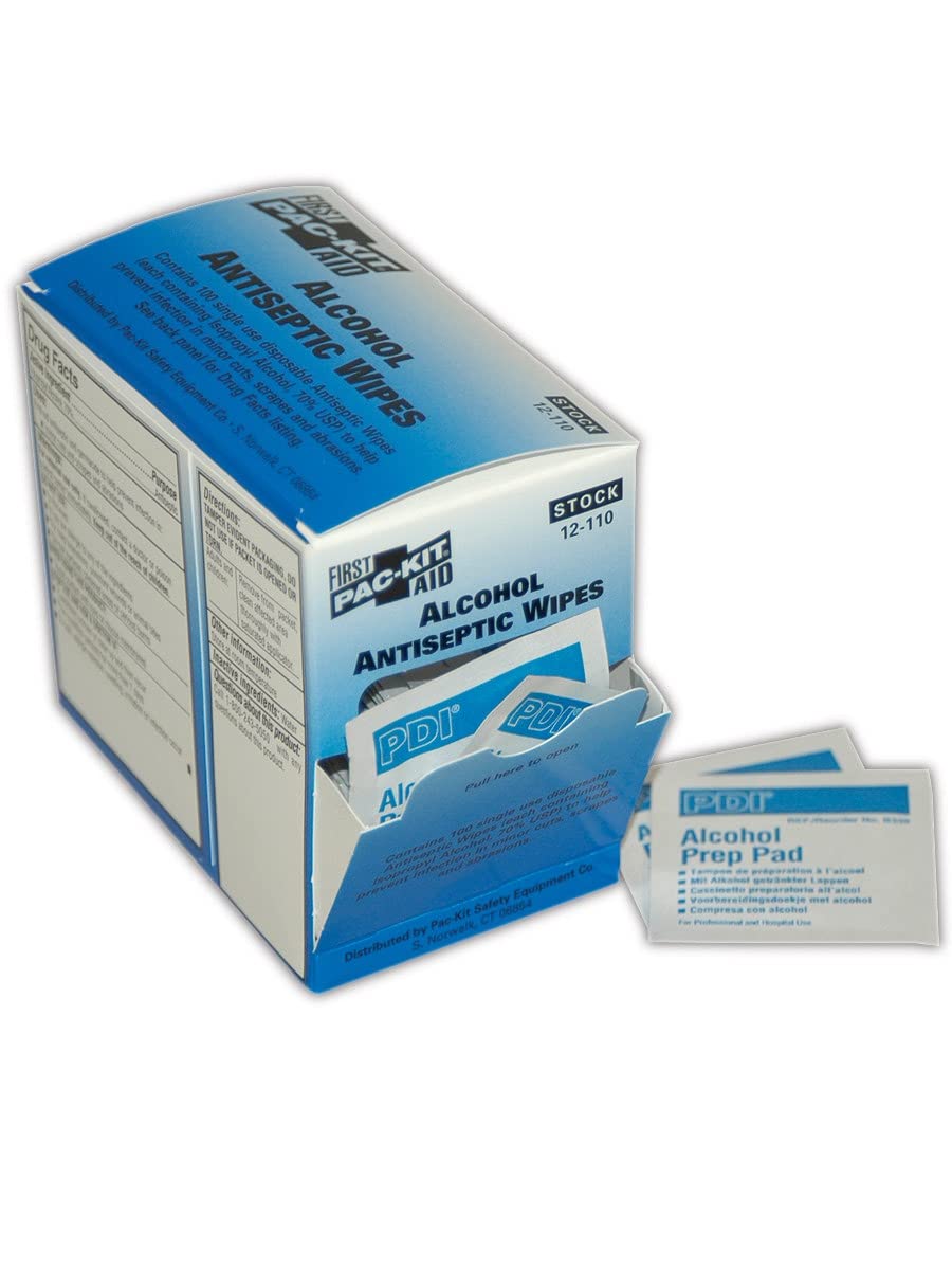 MAGID PK12110 Alcohol Antiseptic Wipes - 500 Count Pack | Small, White & Blue Disposable Sanitizing Wipes for First Aid, Medical Use, Office Cleaning & Travel Hygiene