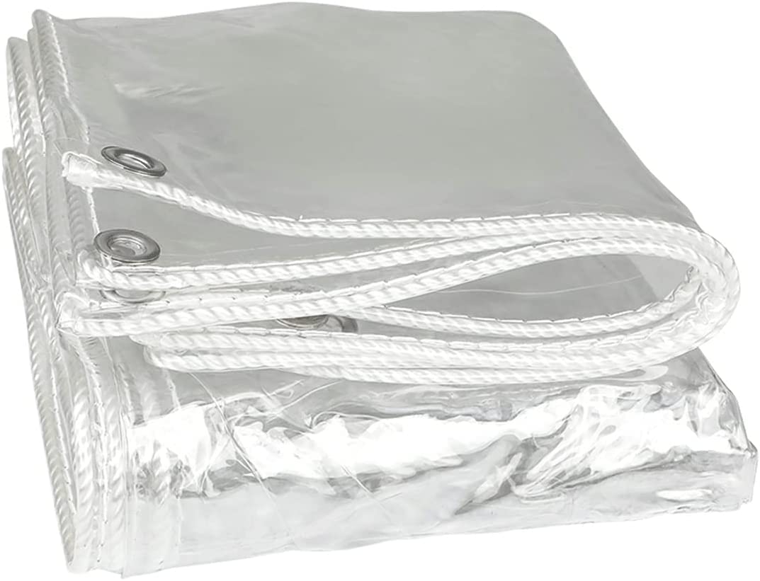 Clear PVC Waterproof Tarpaulin with Grommets - 1.4x5m Foldable Ripstop Tarp Cover for Greenhouse, Plants, Patio & Outdoor Use - Durable Transparent Protection for Camping, Picnics & Emergency Shelters