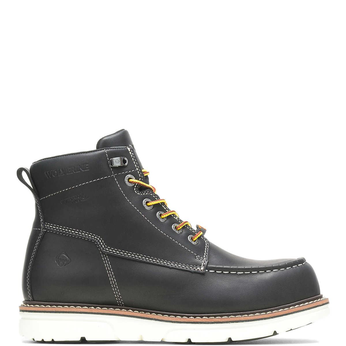 Men's I-90 Durashocks Moc Toe Carbonmax 6 Inch Work Boots - Black Steel Toe Safety Shoes for Construction, Warehouse & Outdoor Work