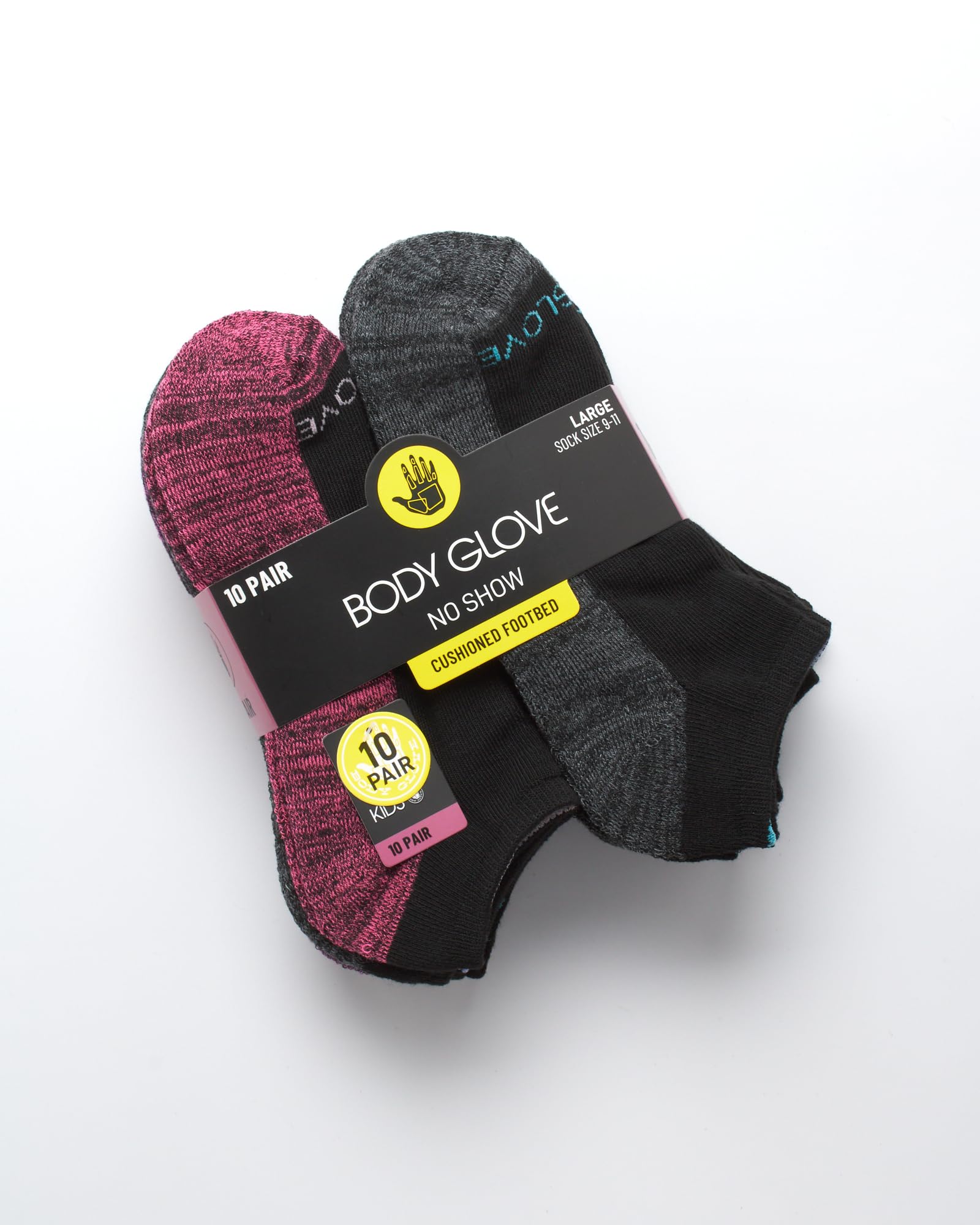 Body Glove Girls' 10 Pack Performance Cushion Athletic No Show Ankle Socks - Kids Low Cut Running Socks for Sports, Gym & Everyday Wear