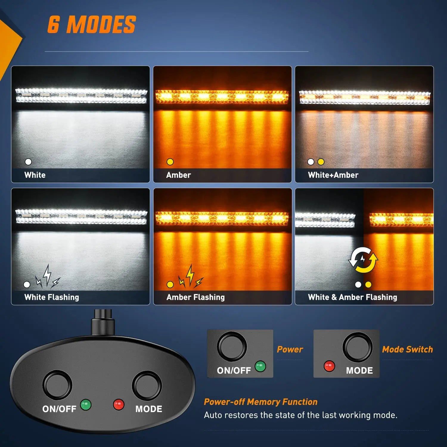 420W 20-Inch Triple Row LED Light Bar - Amber/White Strobe & Spot/Flood Combo with 16AWG Wire - Perfect for Off-Road Trucks, ATVs, and Emergency Vehicles