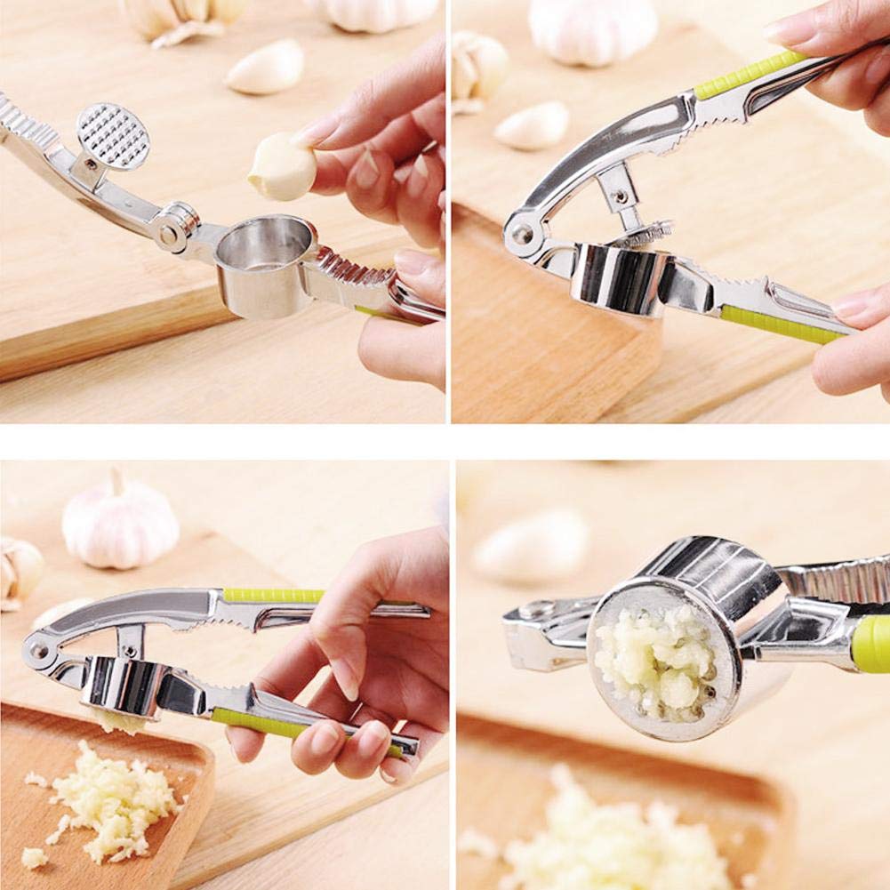 Stainless Steel Garlic Press - Heavy Duty Manual Garlic Mincer, Crusher & Masher with Non-Slip Handle - Perfect for Cooking, Baking & Making Garlic Paste - Ideal for Kitchen, Camping & Outdoor Use