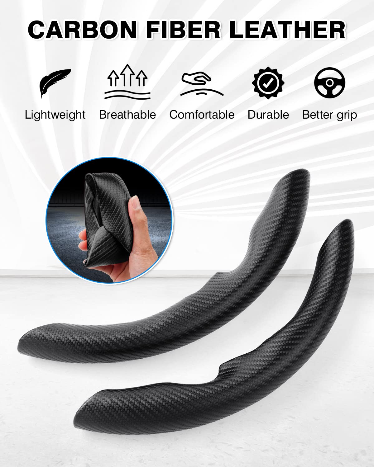 **Honda Accord Steering Wheel Cover 2018-2025 | Carbon Fiber Non-Slip Grip | Comfortable & Durable | 2PCS Black | Perfect for Daily Commute & Long Drives**