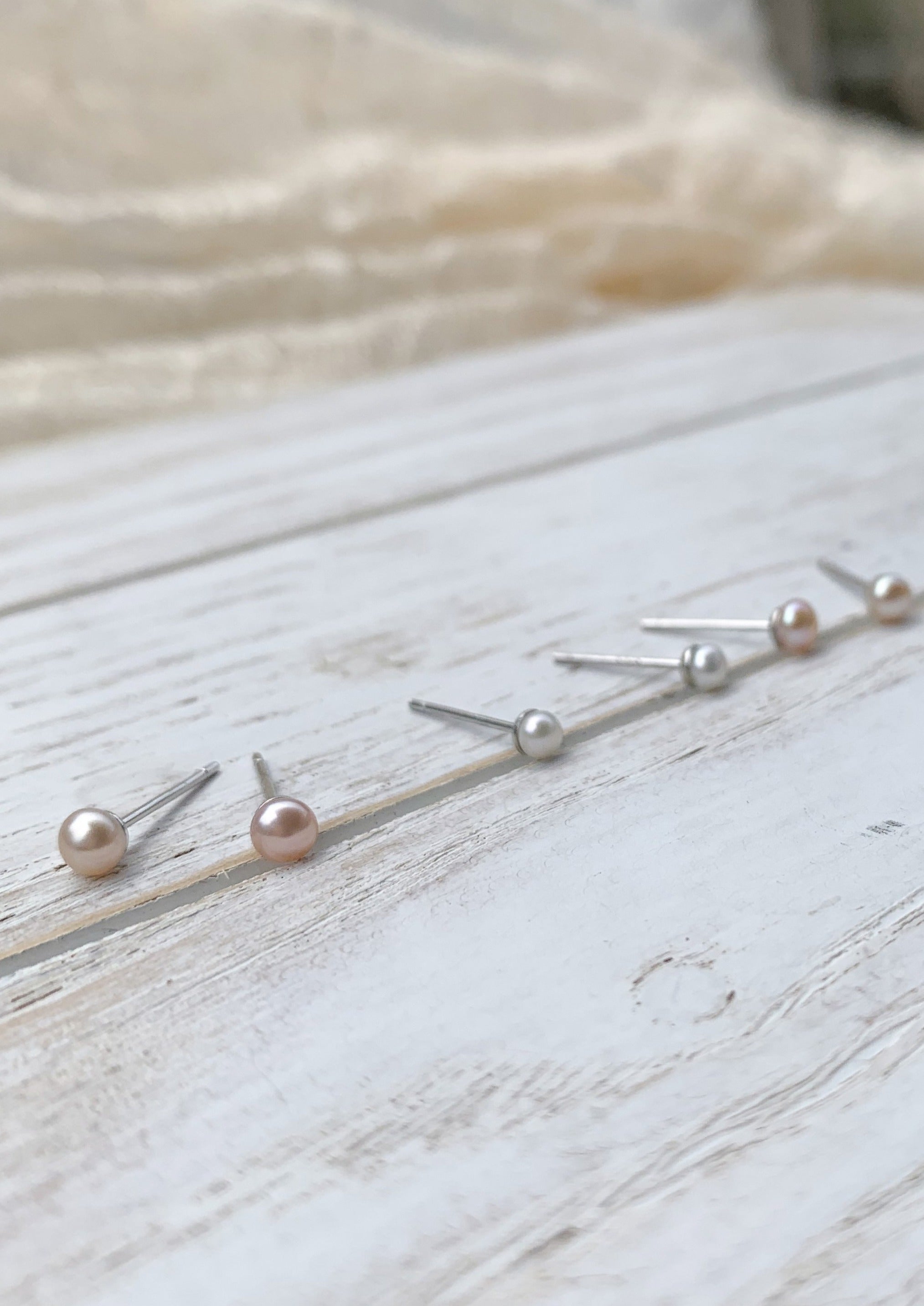 3mm Freshwater Pearl Stud Earrings for Women - Classic Elegant Bridal Party Gifts, Wedding Jewelry, Anniversary Present & Everyday Wear