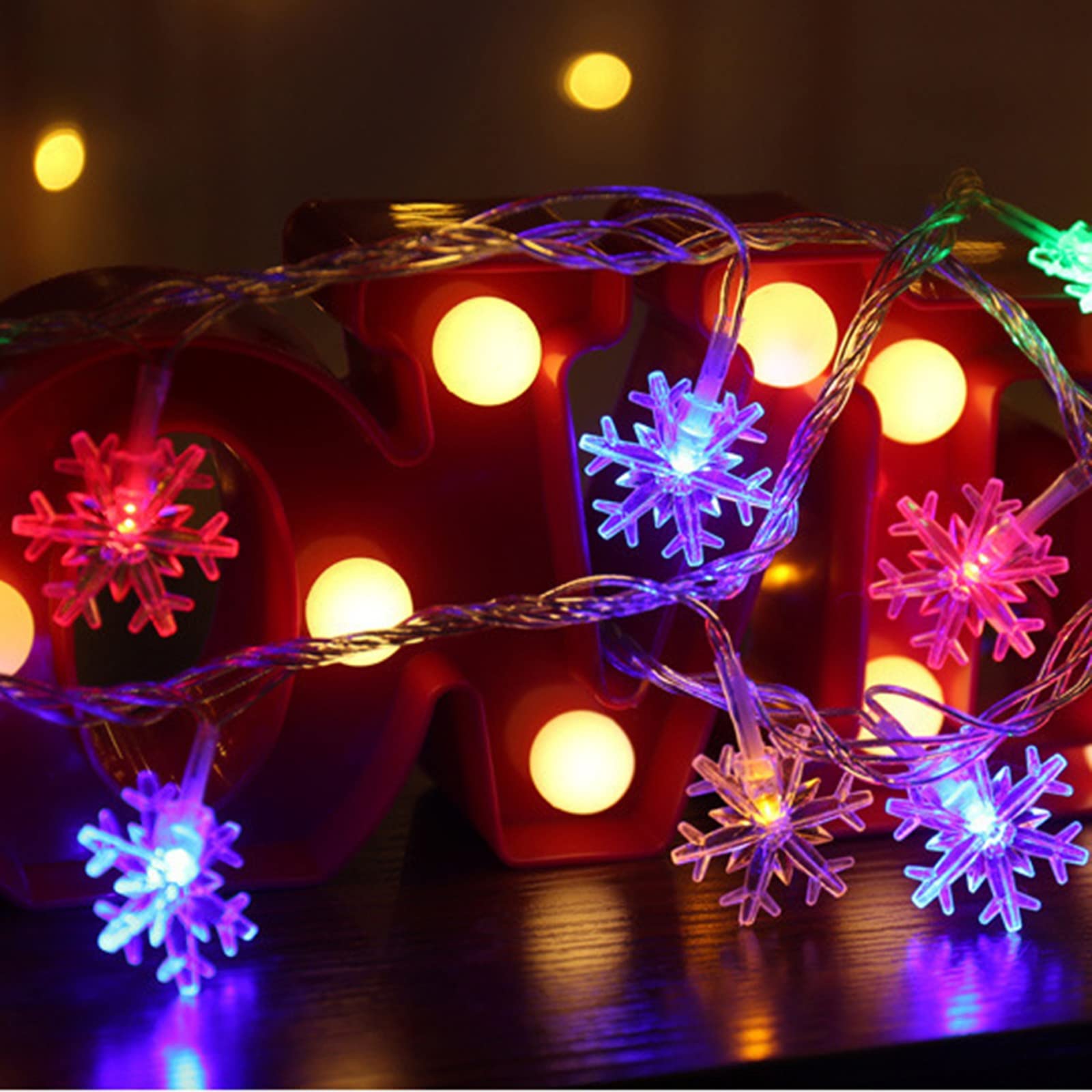 Christmas Snowflake String Lights - 6.56ft 10 LED USB & Solar Powered Waterproof Fairy Lights for Wedding, Party, Christmas Tree, Room, Garden, Patio, Yard - Perfect for Holiday Decorations & Outdoor Ambiance
