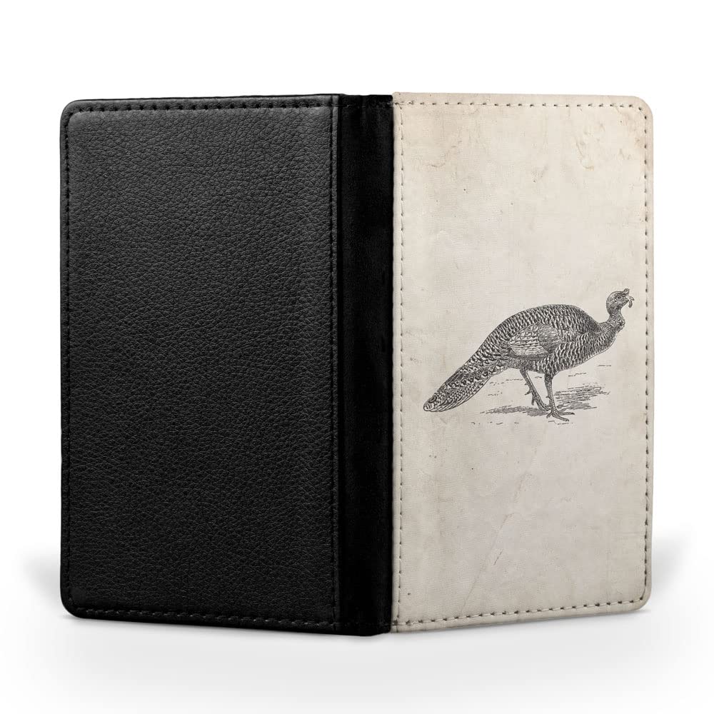 Ocellated Turkey Flip Wallet - RFID Blocking Travel Passport Holder & ID Organizer Cover for Secure Document Storage - Perfect for Airports, Business Trips, and International Travel