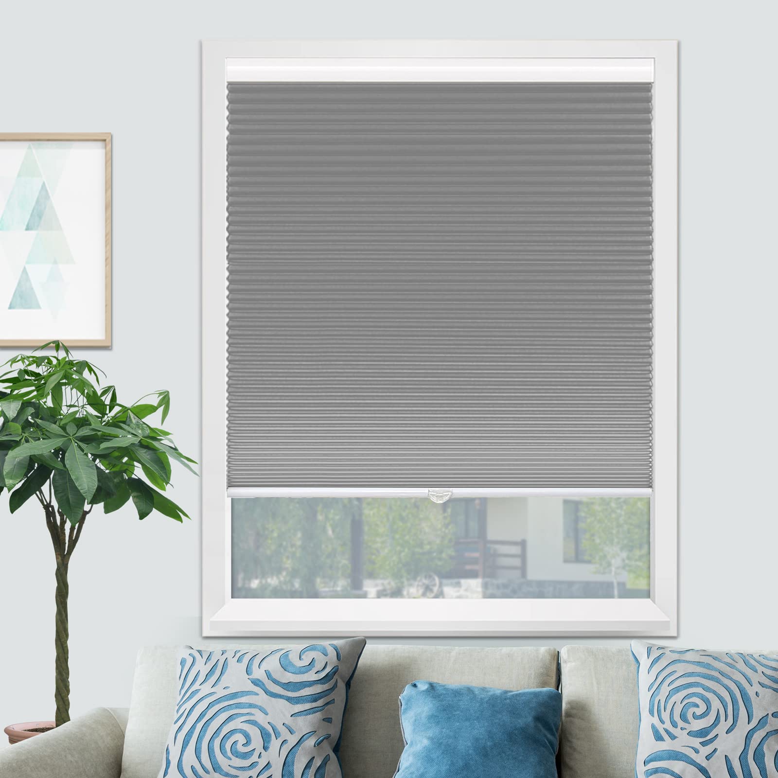 Blackout Cordless Cellular Shades for Windows - Total Privacy Honeycomb Blinds with UV & Noise Insulation - Push-Pull Safety Design - Custom Size 60