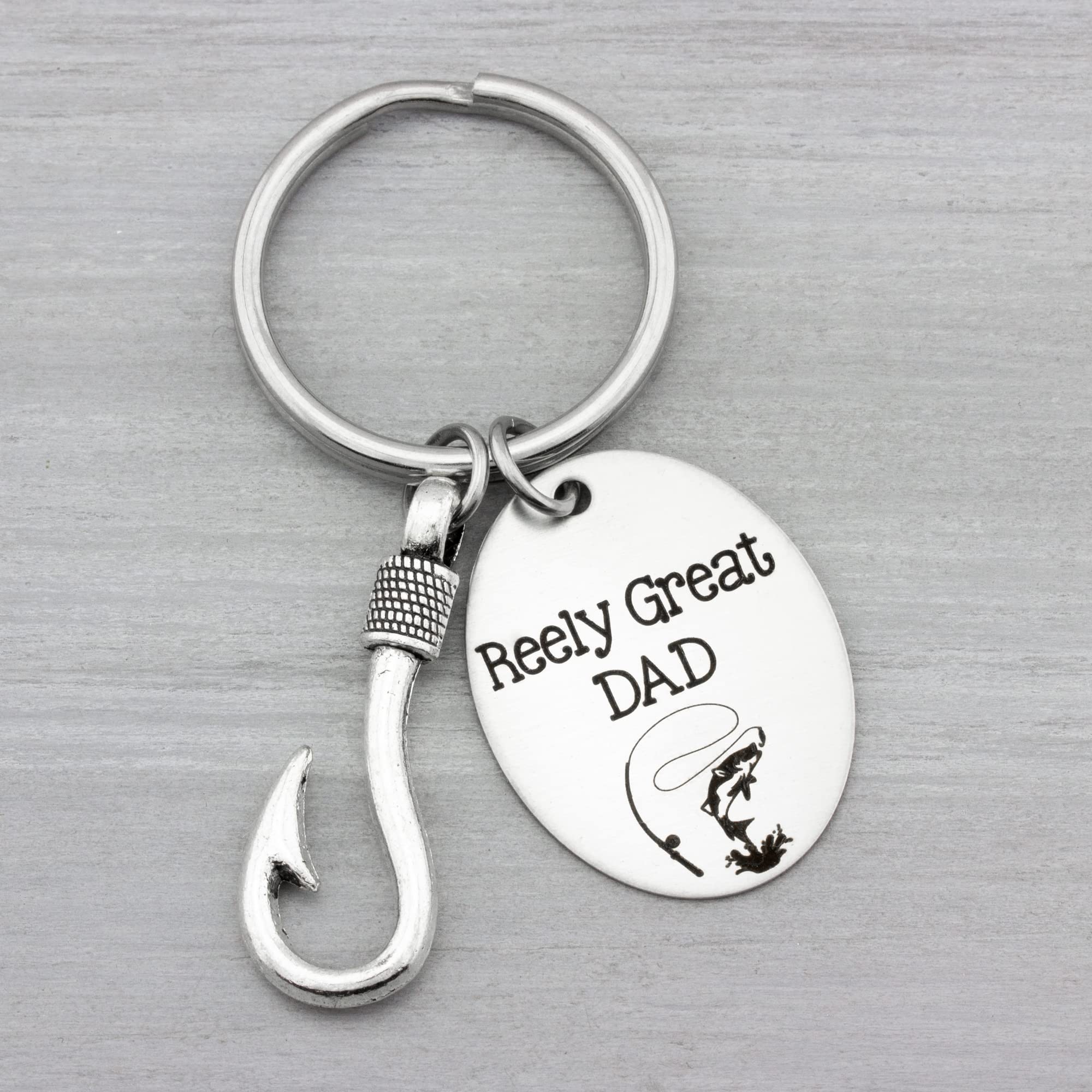 Reely Great Dad Fishing Keychain - Unique Birthday & Father's Day Gift for Men - Perfect Fishing Accessories for Outdoors & Father-Son Bonding