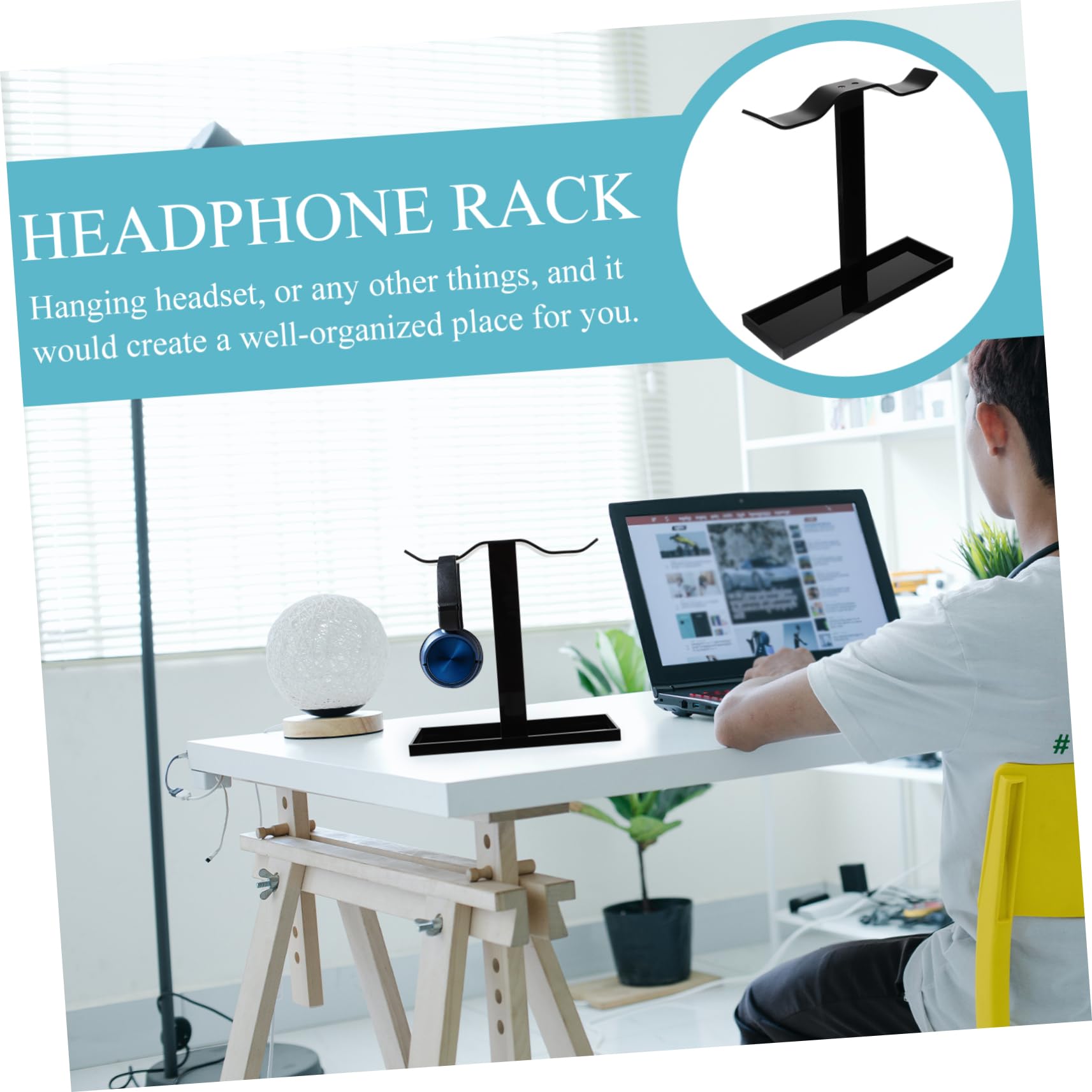 Uonlytech 4-Pack Headphone Hanger Hook - Adjustable Headset Stand with Non-Slip Base, Gaming Headphone Holder for Desk, Office, and Home Organization (Black) - Perfect for Gamers, Streamers, and Workspace Setup