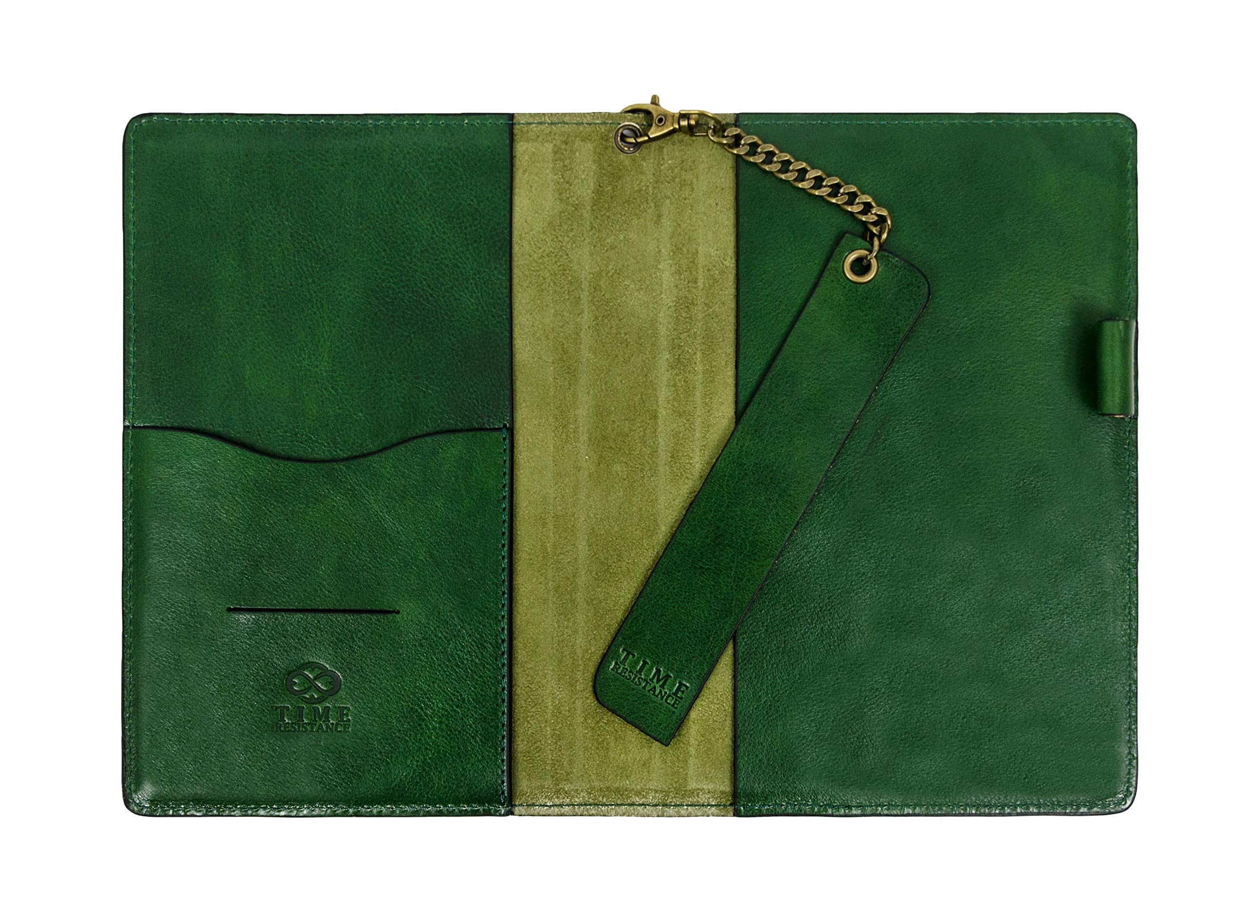 Italian Handmade Leather Journal - 320 Lined Pages A5 Notebook with Bookmark, Time Resistance Cover | Perfect for Writing, Journaling, Travel & Gift Giving (Green, Gift Box Included)