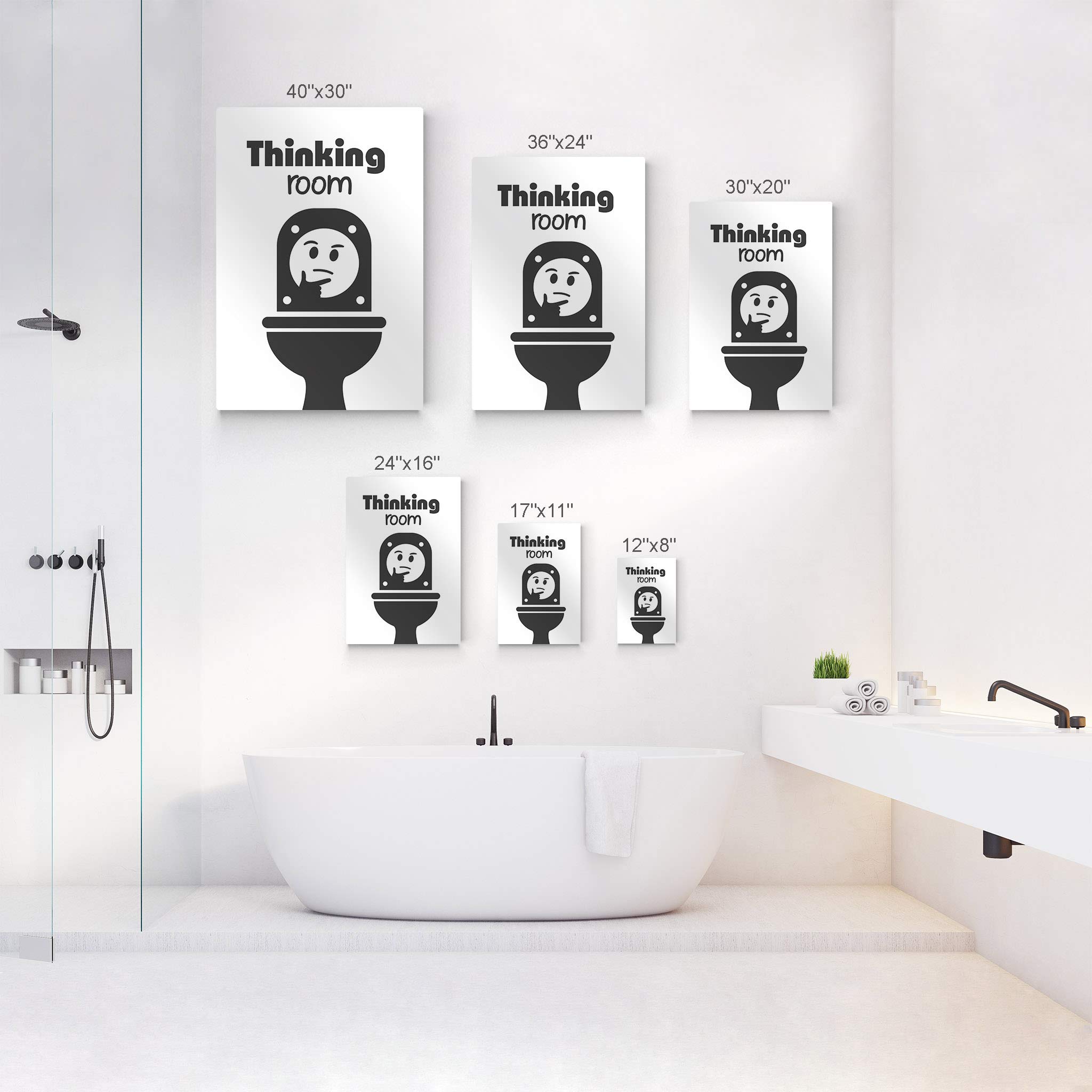 Funny Bathroom Wall Art - Smile Art Design Thinking Room Quote Metal Print - Ready to Hang Toilet Decor (30x20) - Made in USA - Perfect for Home, Office, or Gift