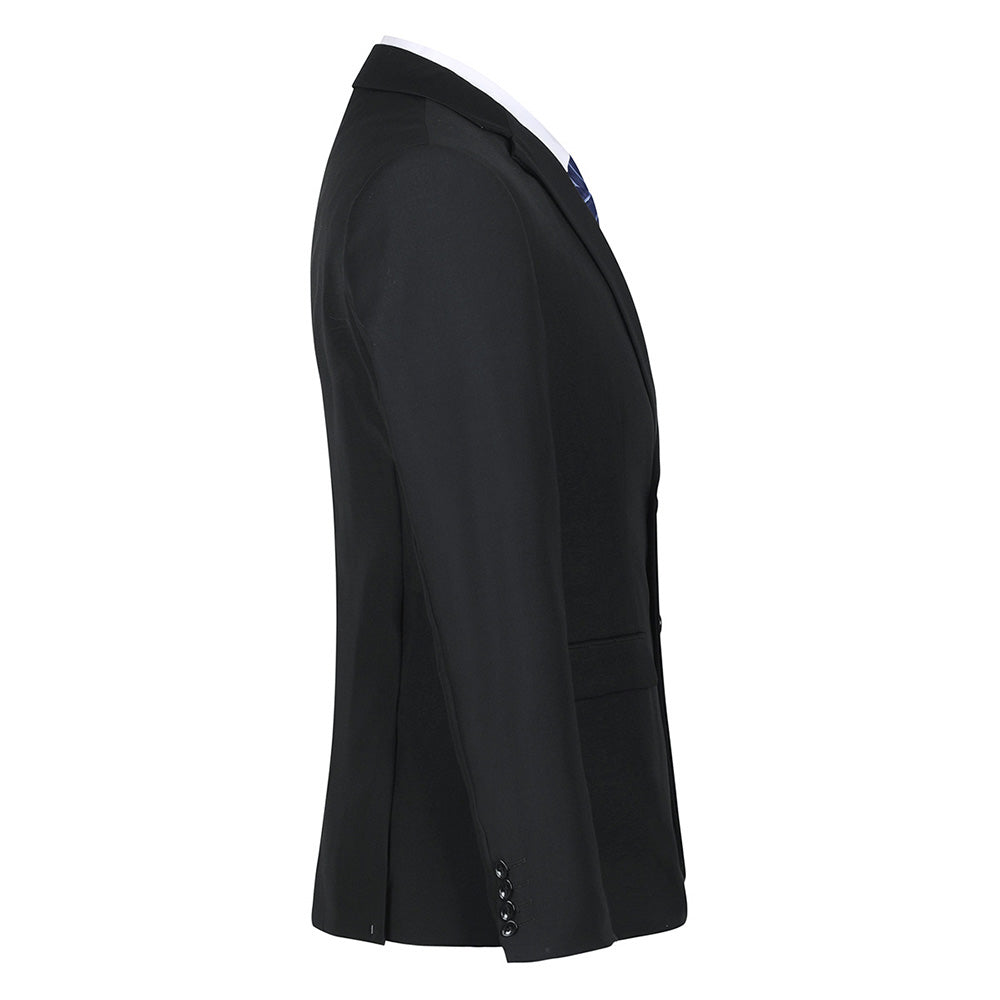 3-Piece Notched Lapel Casual Black Suit for Men - Slim Fit Business Formal & Wedding Attire