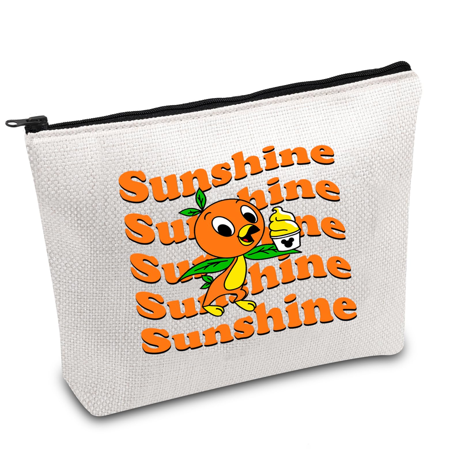 FOTAP Orange Bird Makeup Bag - Cute Cartoon Character Cosmetic Pouch for Disney Lovers - Waterproof Zippered Travel Toiletry Bag (Sunshine Yellow) - Perfect for Disney Parks, Travel & Daily Makeup Storage
