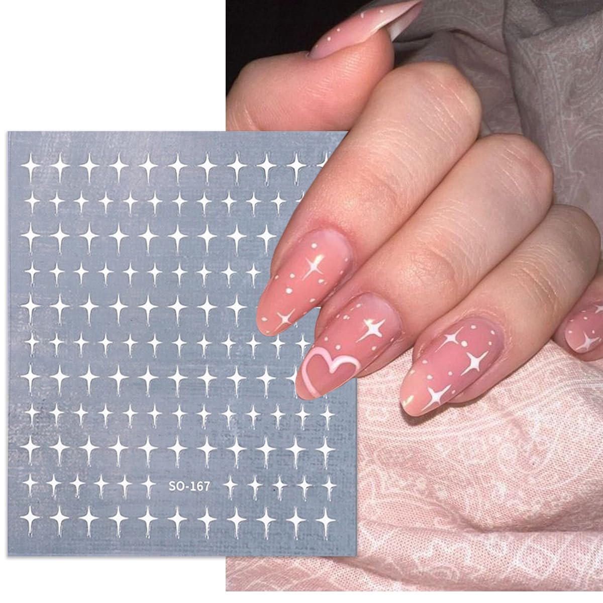 3D Glitter Star Nail Stickers - Self-Adhesive Nail Art Decals with Rhinestones (6Pcs, Gold/Silver/Black/White) | Perfect for Manicure, Nail Design & DIY Nail Art | Great for Parties, Weddings & Special Occasions