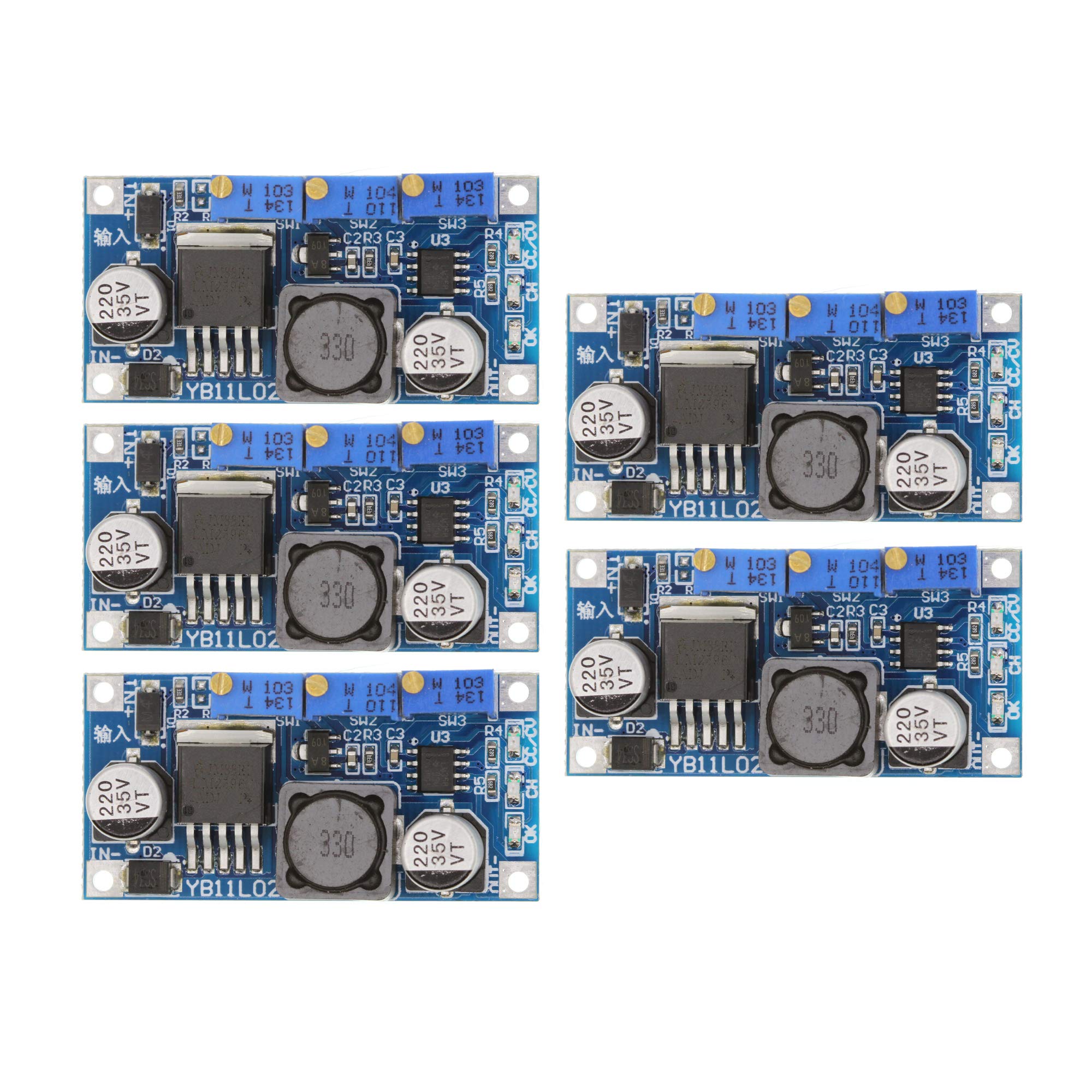 5 Pack LM2596S DC-DC Buck Converter Module - Adjustable Constant Current & Voltage LED Driver Power Supply for DIY Electronics, LED Strips, and Solar Projects