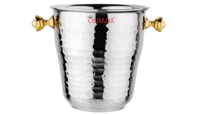 Premium Olrada Hammered Double Wall Ice Bucket Set - Stainless Steel Champagne & Wine Cooler for Parties, Weddings & Outdoor Events - Perfect for Chilling Drinks & Elegant Entertaining