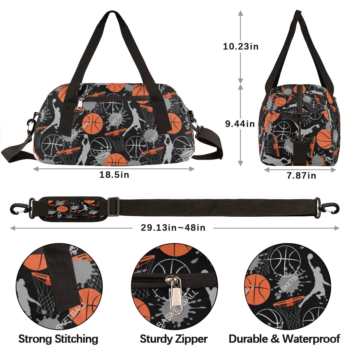 **Sporty Kids Basketball Duffle Bag for Boys & Girls - Gym, Dance, Travel & Overnight Sports Bag - Perfect for School, Team Practice & Weekend Getaways**