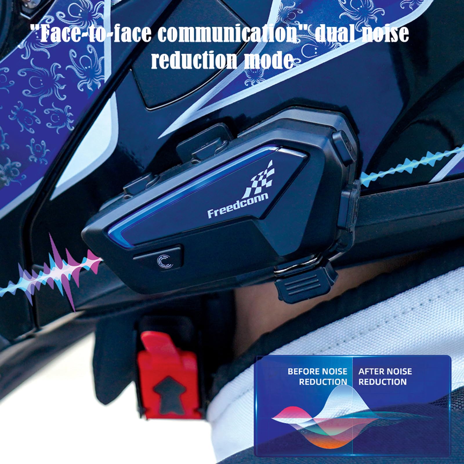 FreedConn Motorcycle Bluetooth Helmet Headset Intercom - Full Duplex Wireless Communication for 6-10 Riders, 1500m Range, FM Radio & Music Sharing - Compatible with Any Bluetooth Headset - Perfect for Group Rides, Touring & Adventure Motorcycling