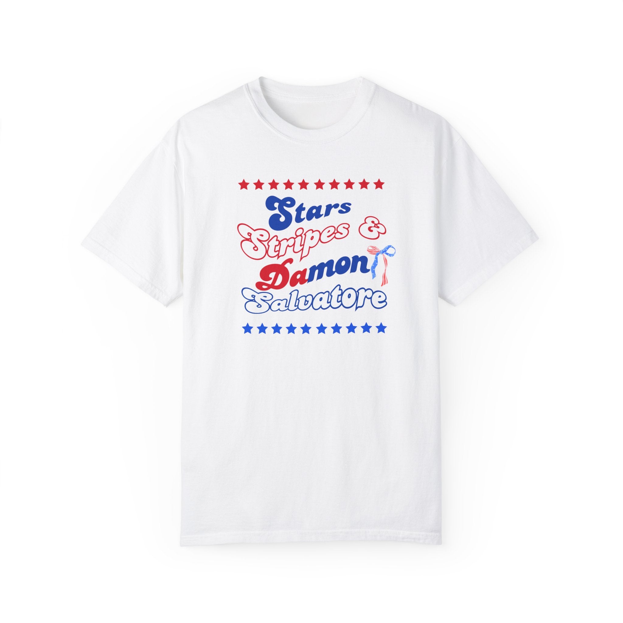 Stars and Stripes Damon Salvatore T-Shirt - Vintage American Flag Graphic Tee for Men - Casual Wear & Fan Merchandise - Perfect for Parties, Gifts, and TV Show Fans