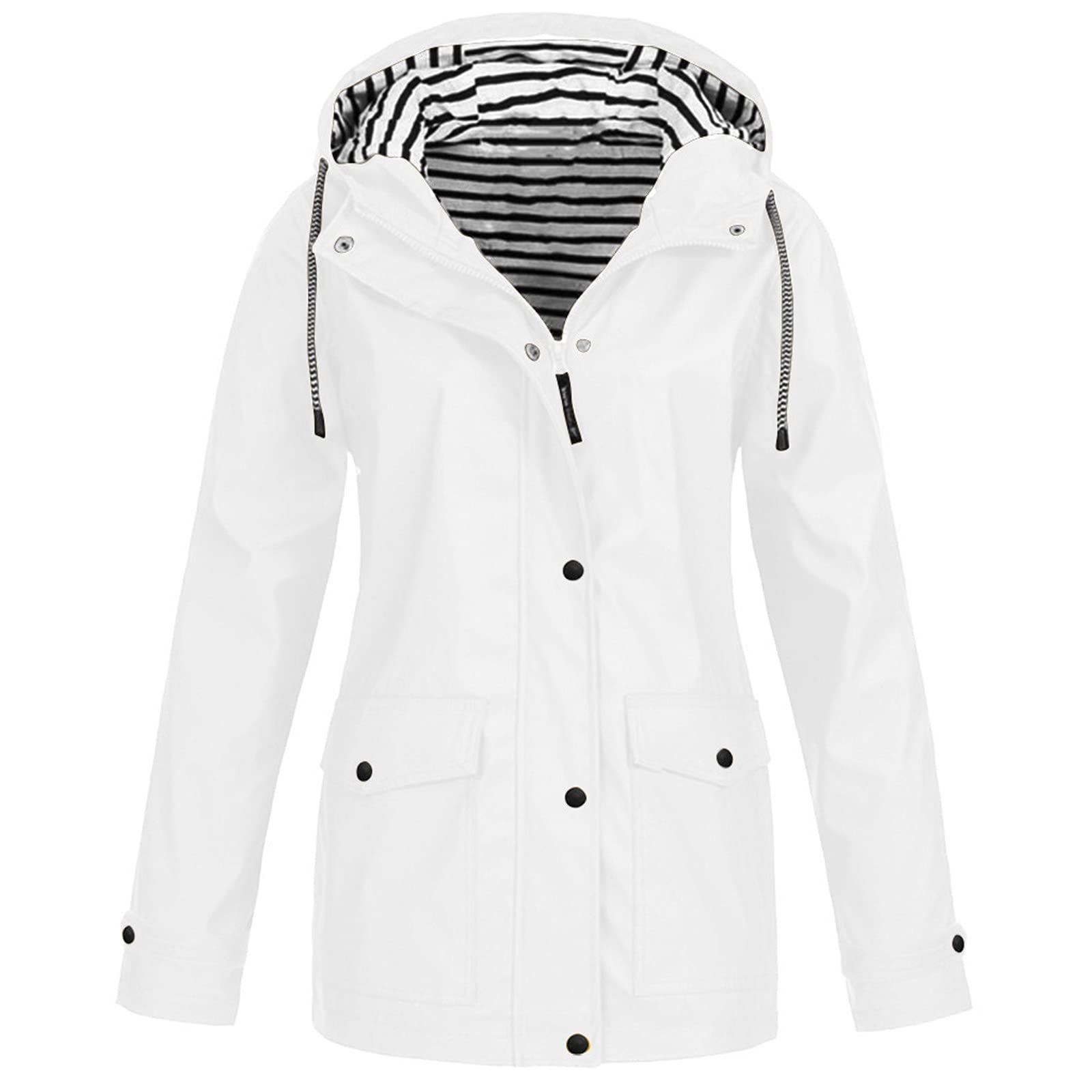 NaRHbrg Women's Lightweight Waterproof Rain Jacket with Hood - Windproof Active Outdoor Windbreaker, Plus Size for Girls - Perfect for Hiking, Running & Travel