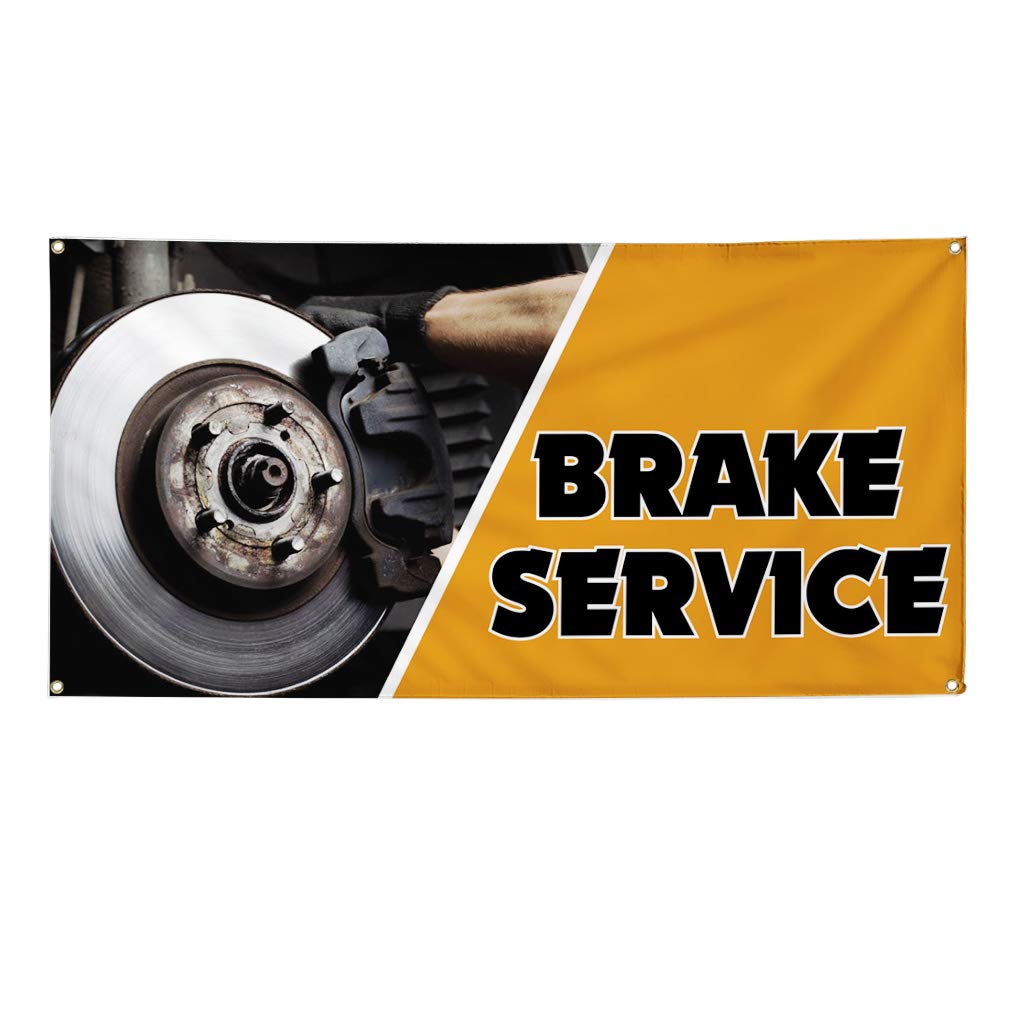 Custom Vinyl Banner for Brake Service Advertising - 48x96 Inches, Weatherproof, 8 Grommets - Perfect for Automotive Shops, Outdoor Signs & Industrial Yard Displays