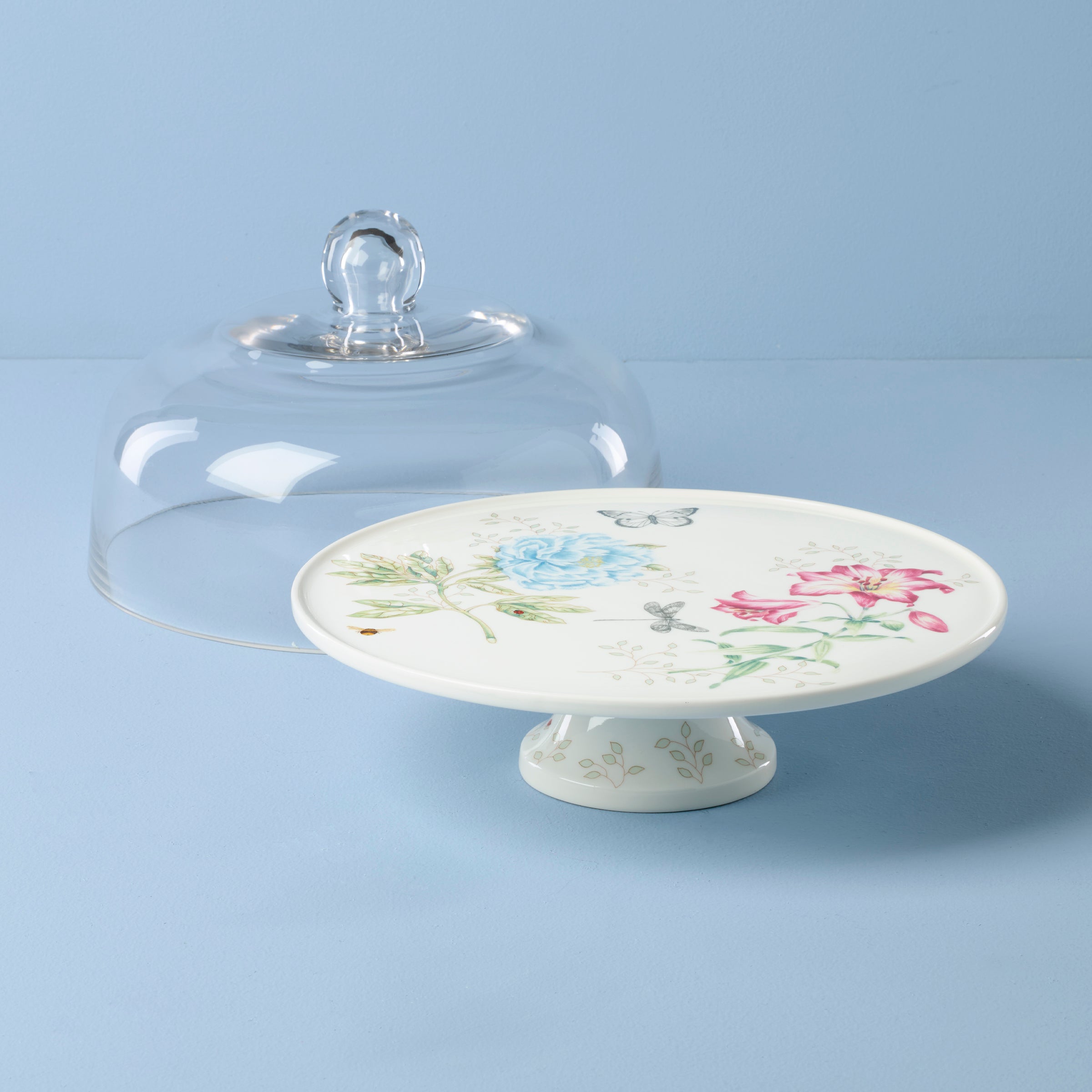 Butterfly Meadow 25th Anniversary Cake Plate - Elegant Porcelain Serving Dish for Wedding, Anniversary & Special Occasions