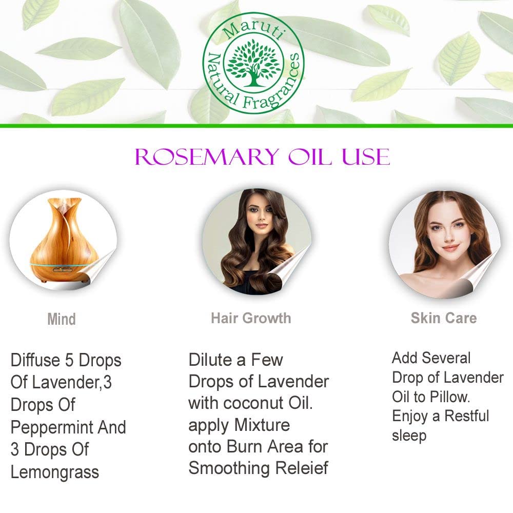 MARUTI 100% Pure Rosemary & Ylang Ylang Essential Oil Set - 10ml Each, Undiluted, Cruelty-Free, Therapeutic Grade for Aromatherapy, Diffusers, Skin Care, Meditation & Stress Relief - Natural Fragrance Oils for Home Spa, Yoga & Relaxation