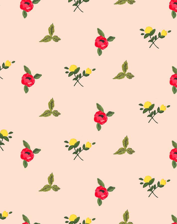 Carly Beck 'Grand Villa Garden' Peach Wallpaper - Elegant Floral Peel and Stick Wallpaper for Living Room, Bedroom, and Home Decor
