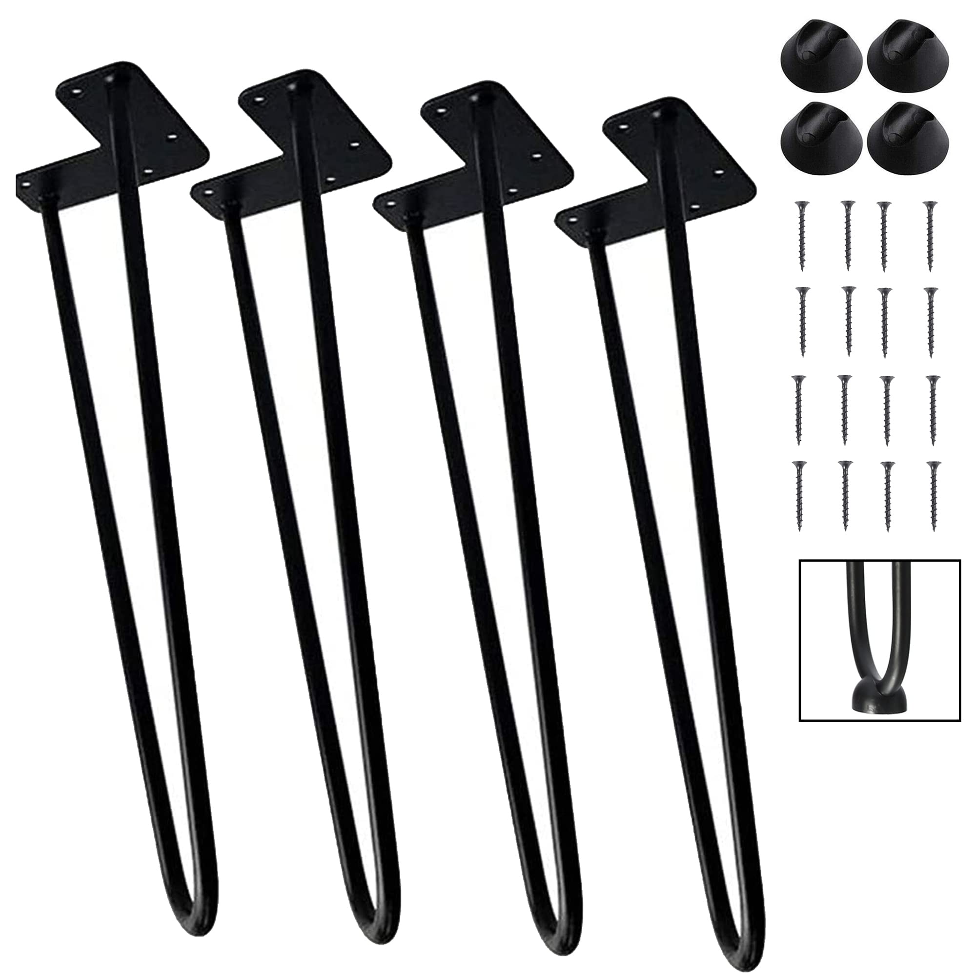 18 Inch Black Metal Hairpin Table Legs Set of 4 - Heavy Duty Furniture Legs for Coffee Tables, Dining Desks & Benches | Perfect for Mid-Century Modern, Industrial & DIY Home Decor