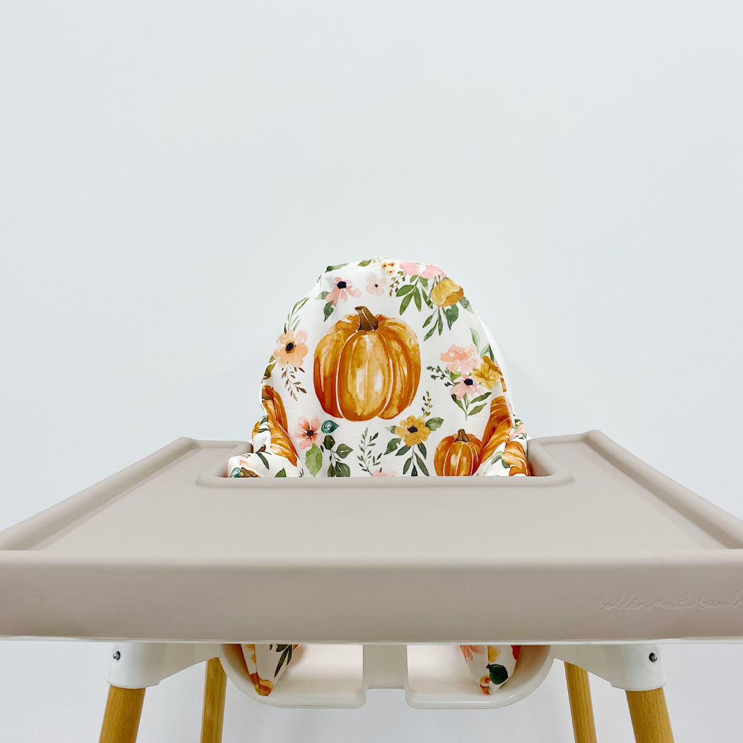 Halloween IKEA High Chair Cushion Cover - Fall Floral Pumpkin Print - Perfect for Baby Feeding & Seasonal Home Decor