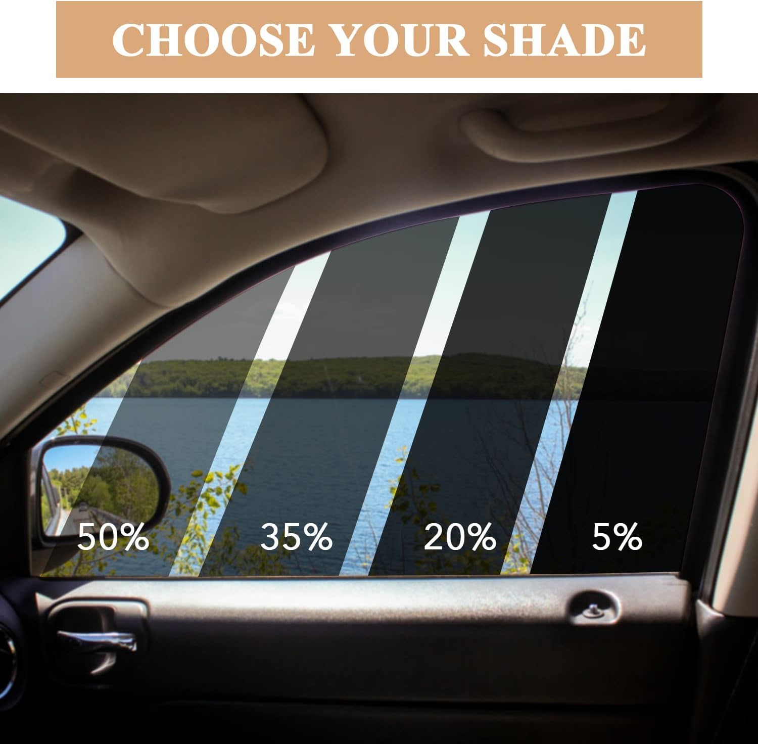 Premium DIY Precut Car Window Tint Film Kit - Custom Fit for Your Vehicle - Choose 5%, 20%, 35% or 50% VLT Shade - Includes All Side & Rear Windows - Heat & UV Protection for Comfortable Driving